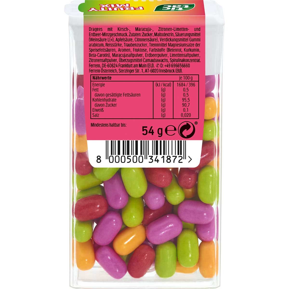 tic tac Süßigkeit, tic tac Fruity Mix Spender mit Dragees mit Fruchtgeschmack 54g