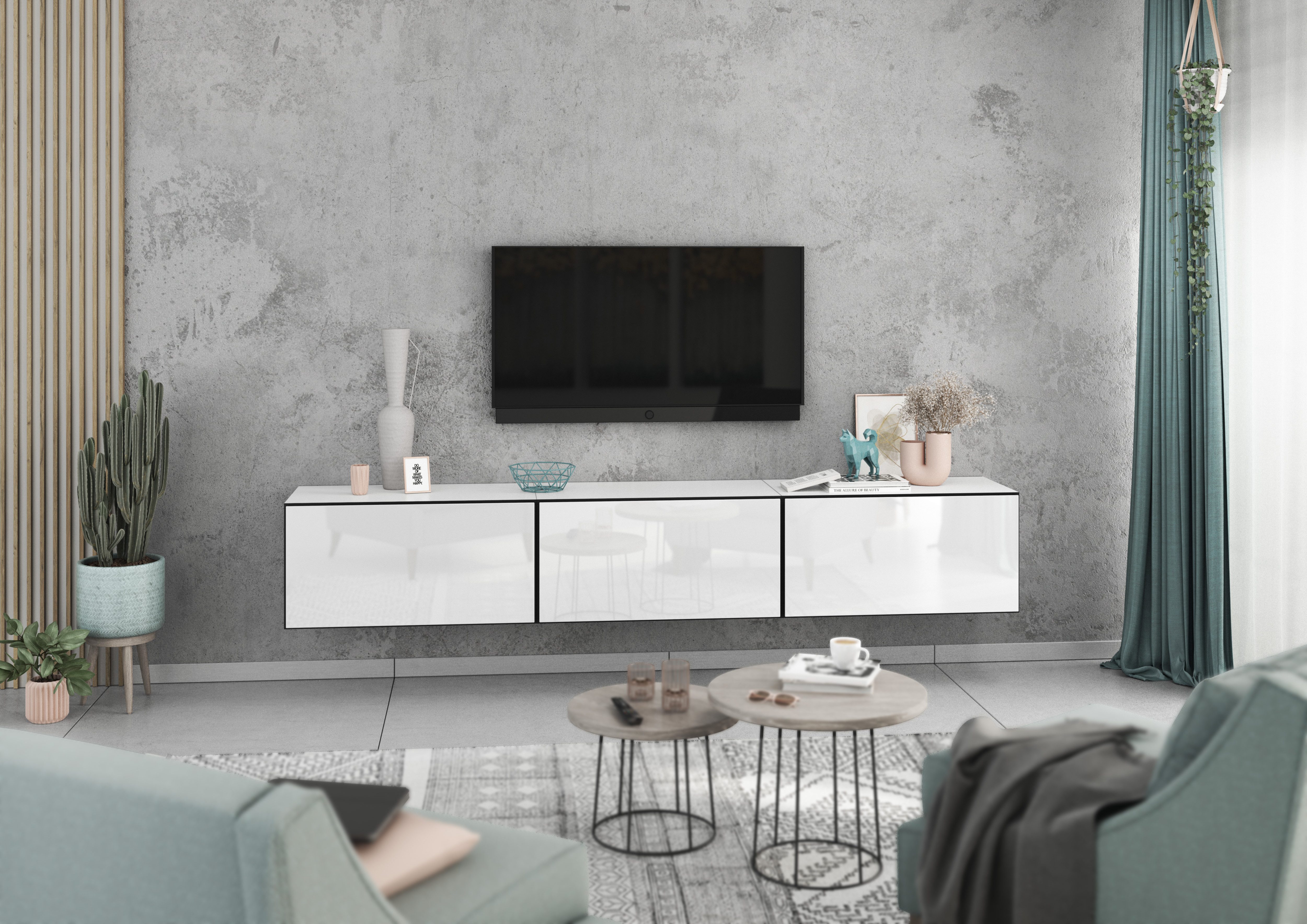 BMG Меблі Lowboard Modul+ (Lowboard Set 3 tlg., bestehend aus 3x Schrank mit Klappe), 228 cm breit, mit Softclose, Made in Germany