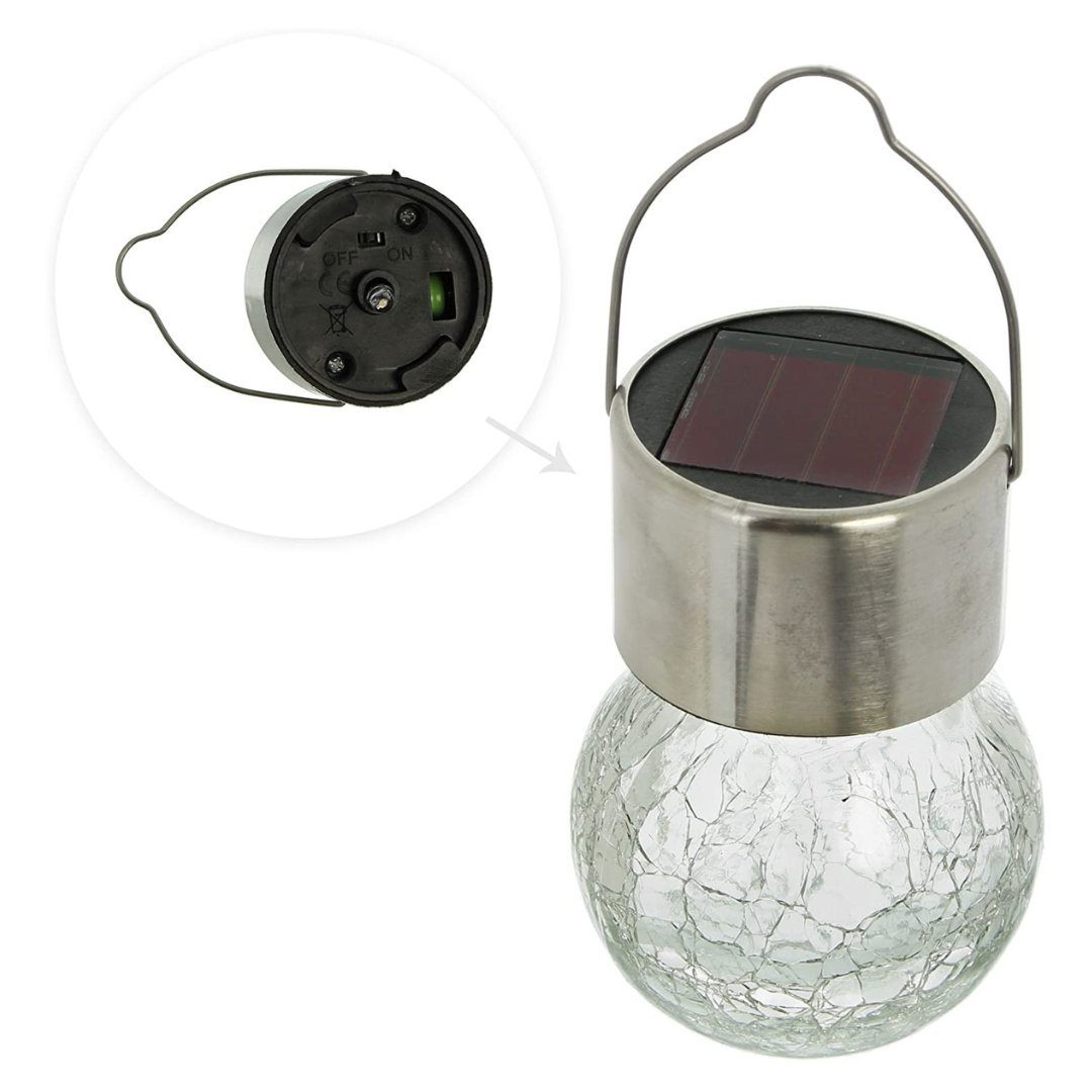 FHS Hängeleuchten 4er Set LED Solar 1 Glasleuchte kaltweisse zum LED Hängen, 6x9cm