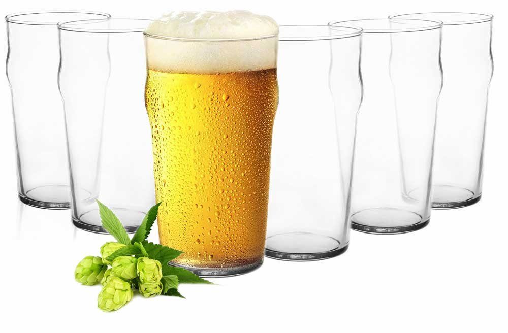 Sendez Bierglas 6 Pintgläser 0,5L Biergläser Pint Glas Trinkgläser Saftgläser, 6-tlg., Glas