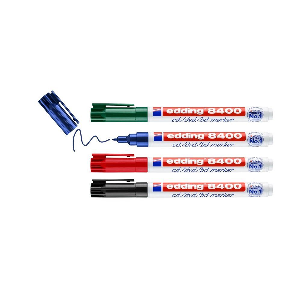 Permanent edding 0,5-1mm CD-Marker Rundspitze Permanentmarker 4 farbsortiert