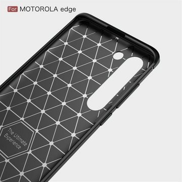 CoverKingz Handyhülle Motorola Edge Handyhülle Silikon Case Cover Bumper Hülle Carbonfarben 17,02 cm (6,7 Zoll), Handyhülle Bumper Silikoncover Softcase Carbonfarben