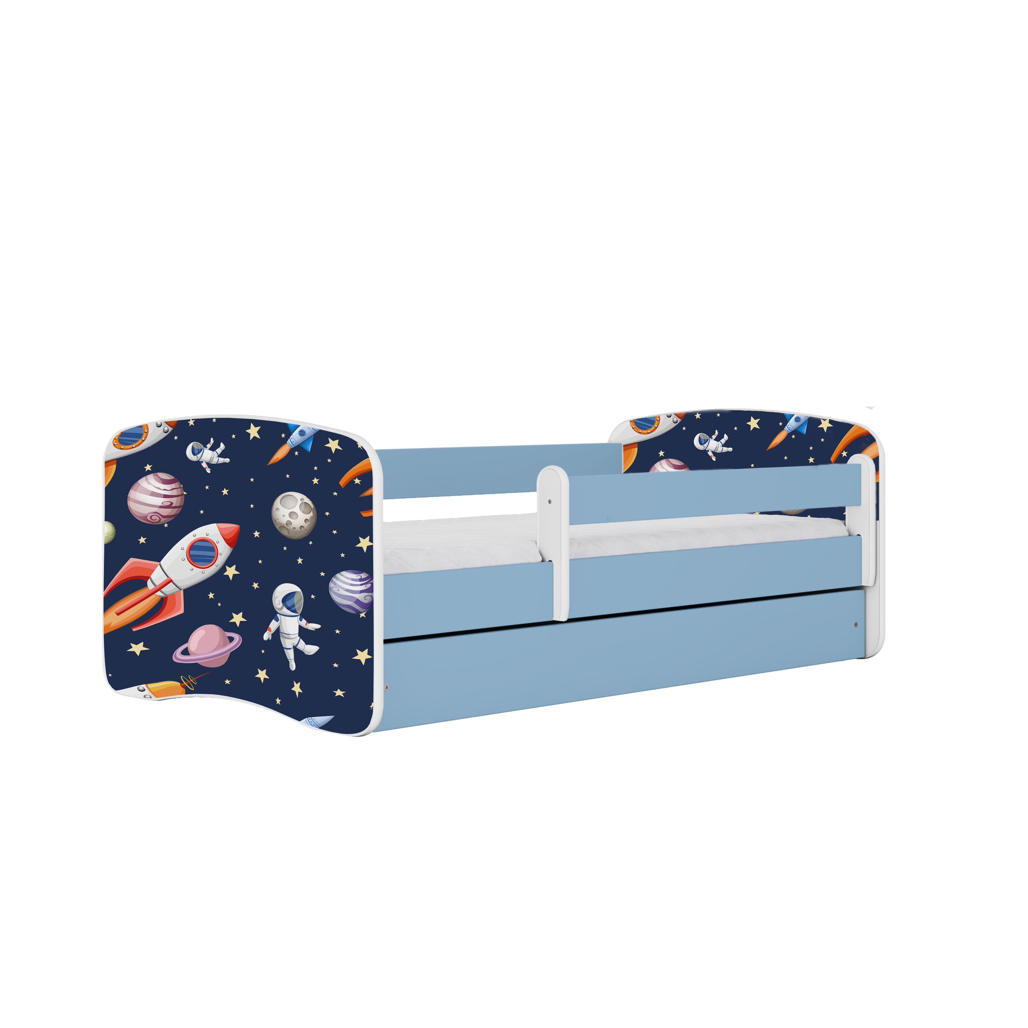 Raumhirsch Furniture Kinderbett 70x140, 80x160, 80x180 cm - Komplettset mit Matratze & Schublade (Bett für Jungs, Einzelbett für Kinder 2–12 Jahre mit Rausfallschutz), verschiedene Farben & Designs