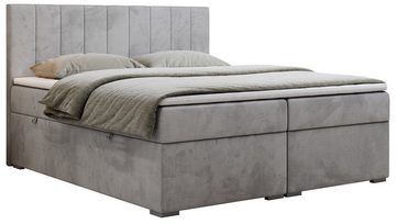 MKS MÖBEL Boxspringbett PEDRO, Doppelbett mit Multipocket-Matratze und Topper