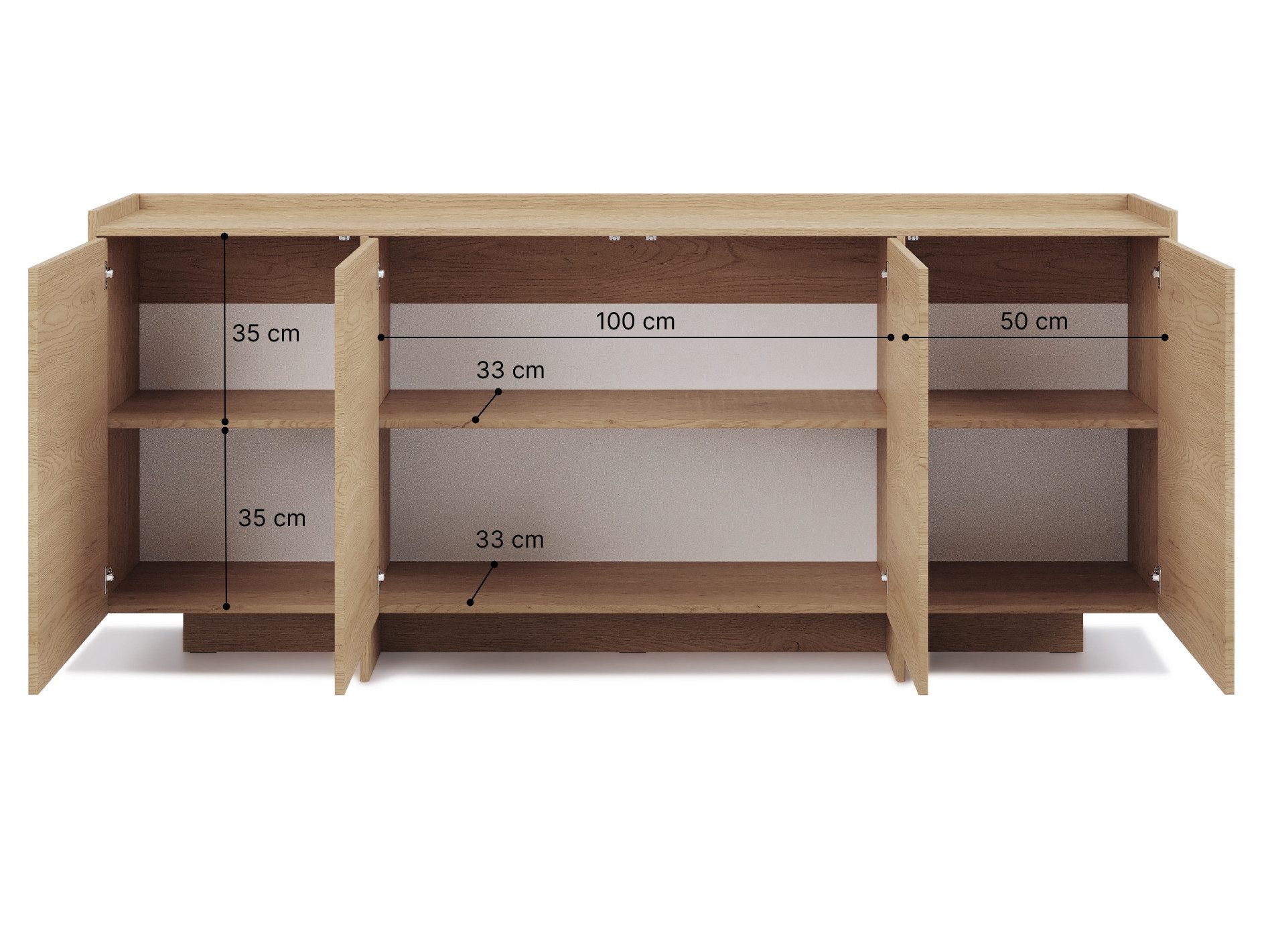 Beautysofa Kommode JUNI mit 4 Türen (Push-to-Open-Funktion, im Japandi-Stil), Breite: 200 cm – Bild 4 von 5