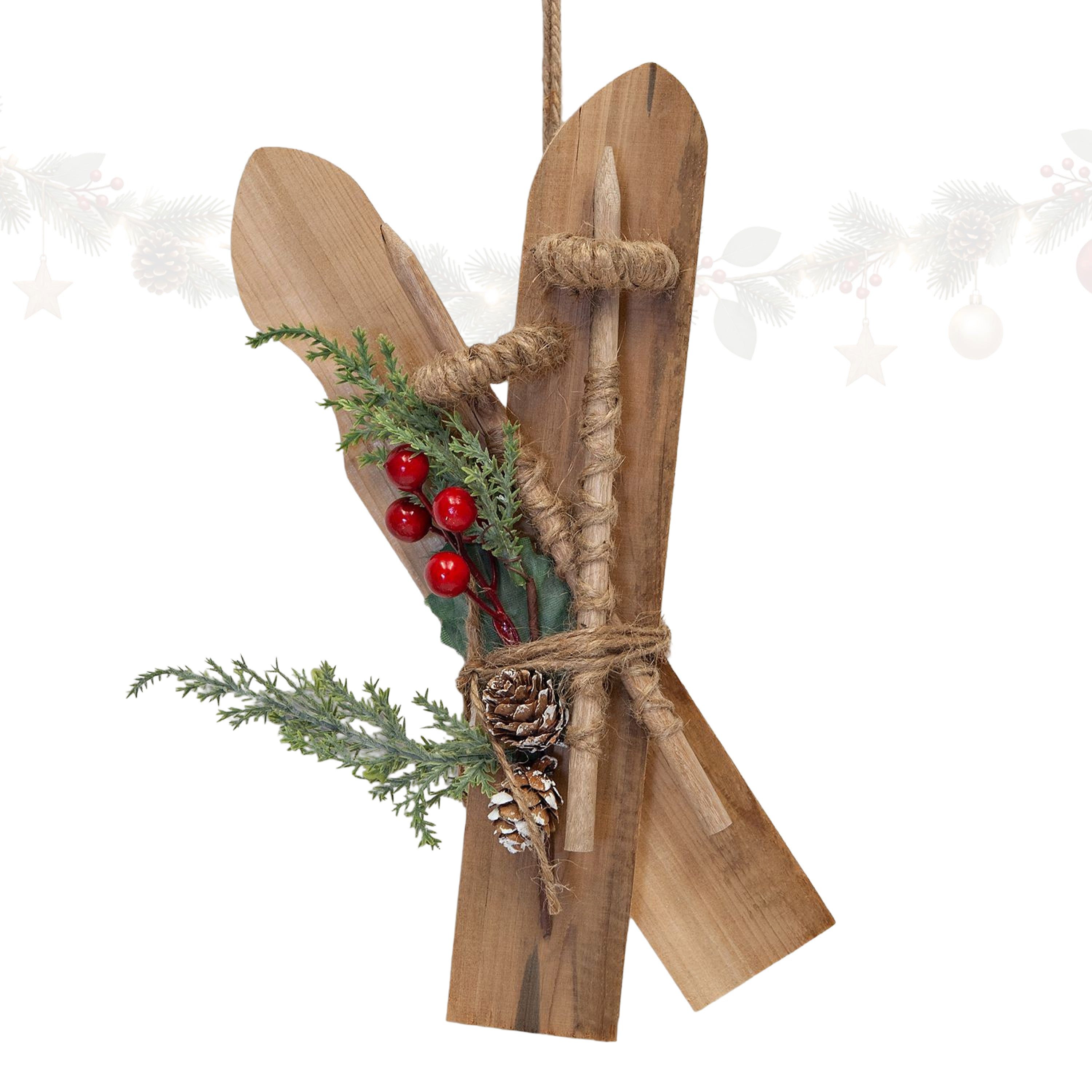 Logbuch-Verlag Baumbehang Ski Weihnachtsanhänger Holz mit Juteschleife ca. 14 x 28 cm
