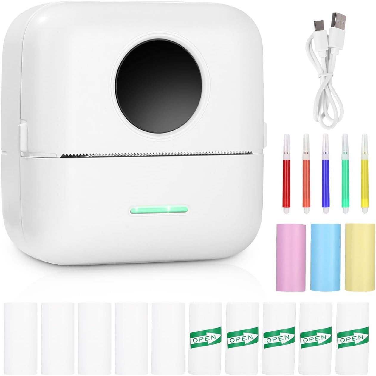 Drucker,Tragbarer Labeldrucker, Mini Selbstklebendes Etikettiergerät Etikettendrucker