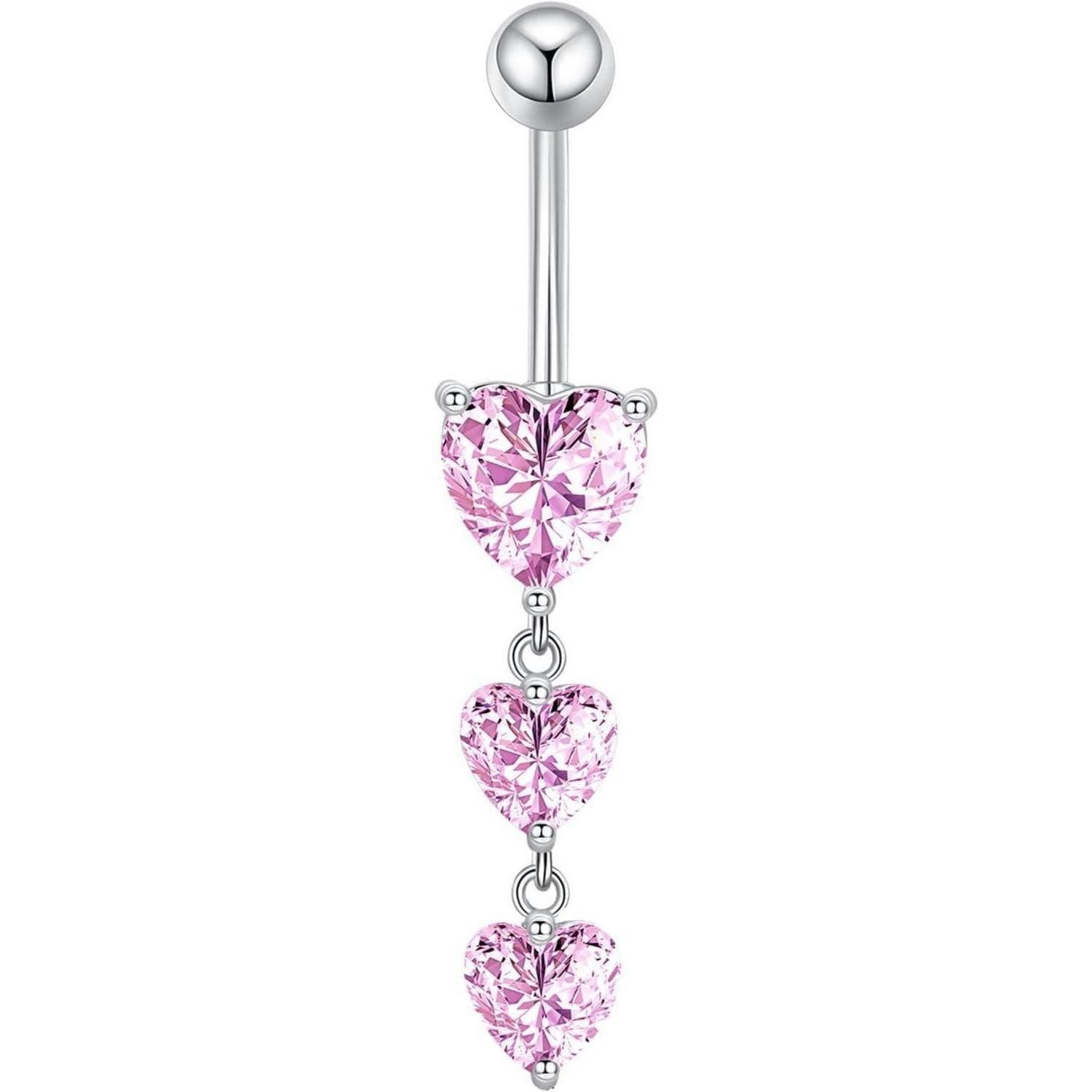 Bauchnabelpiercing 10mm Silber Bauchnabelpiercing Set Herz Anhänger 3stk Schmuck Damen