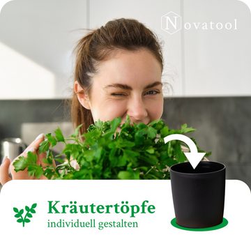 Novaliv Kräutertopf - (1 St), 1x Holzbrett, 3x Kräutertöpfe