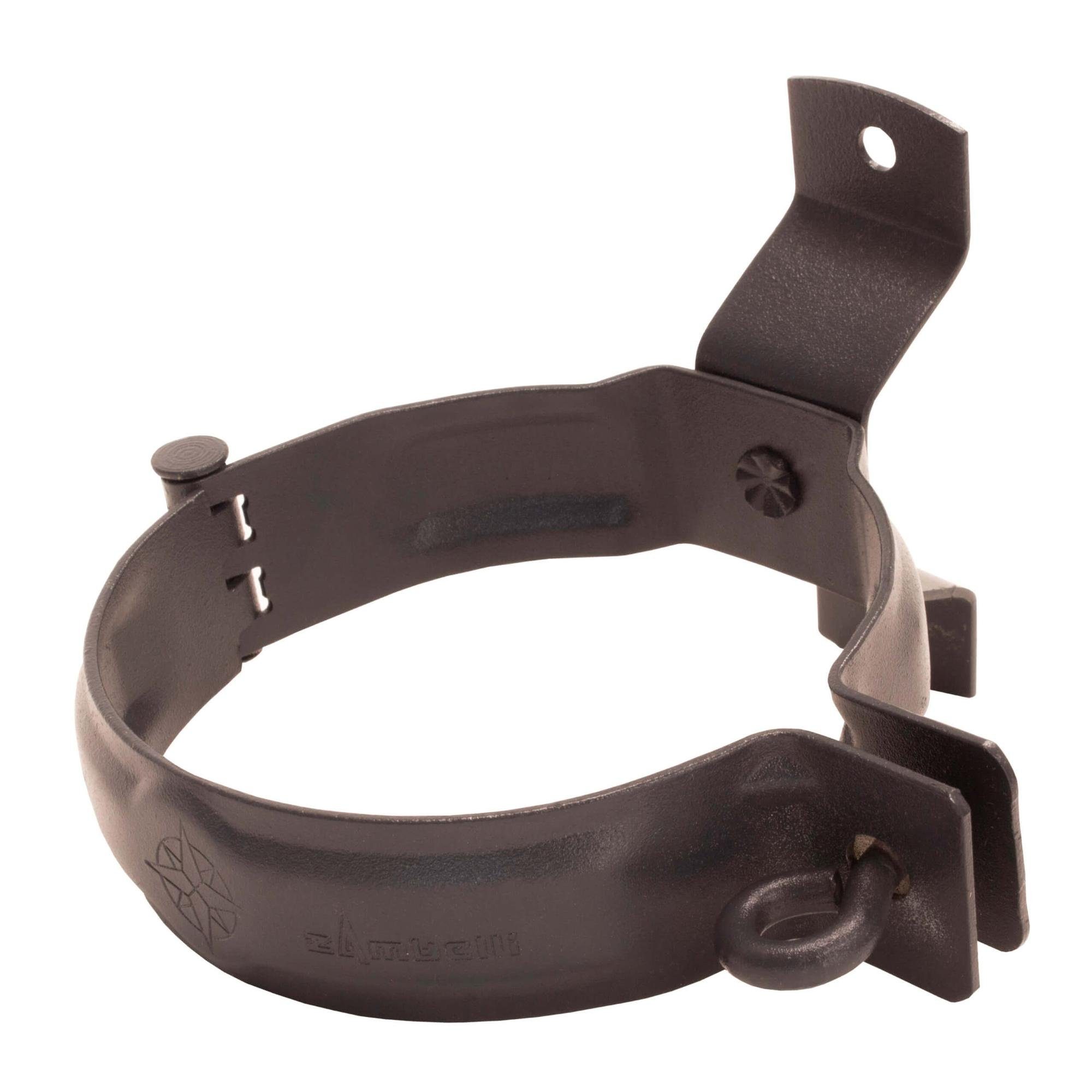 Zambelli Regenfallrohr, (Rohrschelle Fallrohrschelle für Holzmontage Braun DN 100), Rohrhalterung mit hohem Korrosionsschutz, einfache Montage