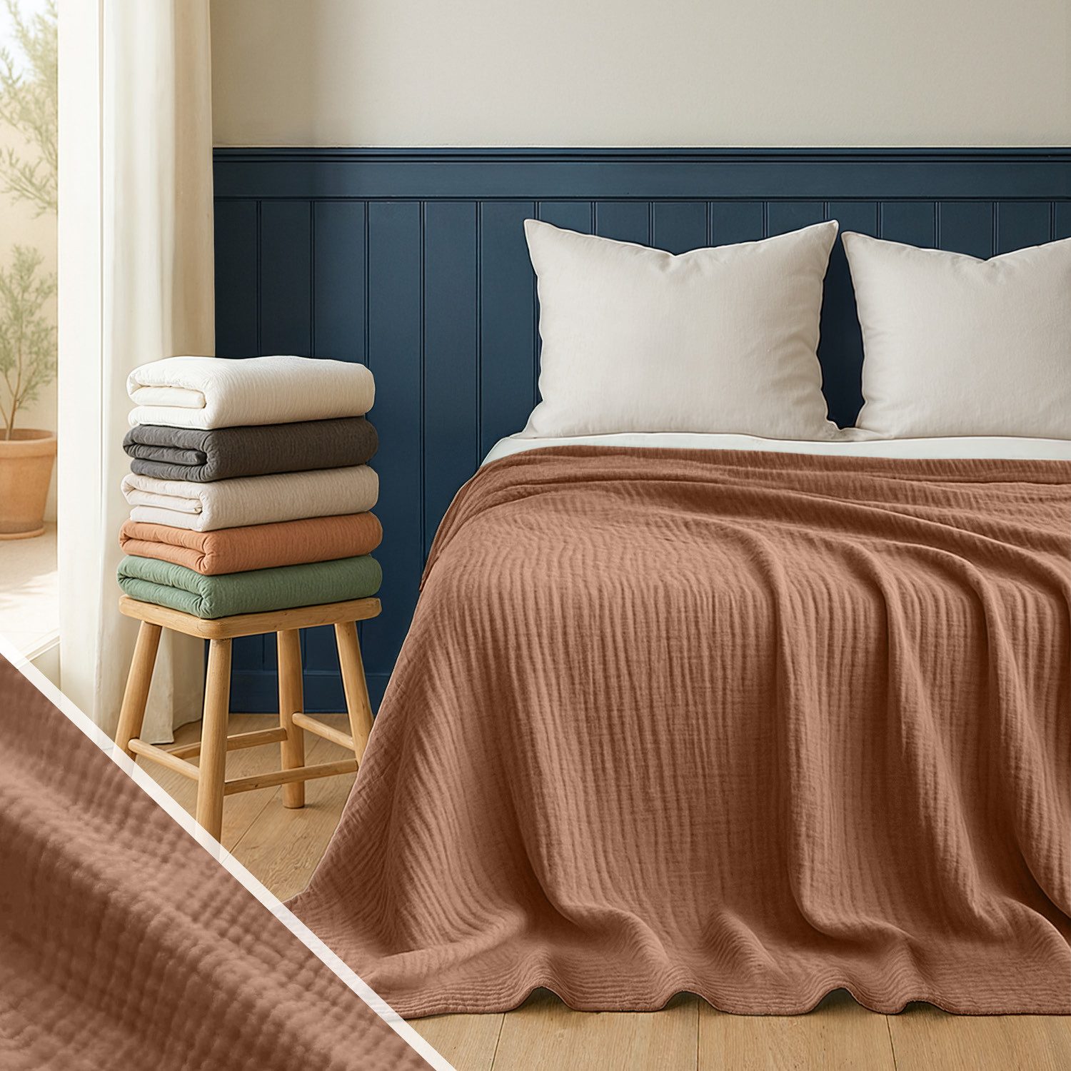 Blumtal Tagesdecke Tagesdecke Baumwolle - Musselin Decke Oeko-TEX zert. - B günstig online kaufen