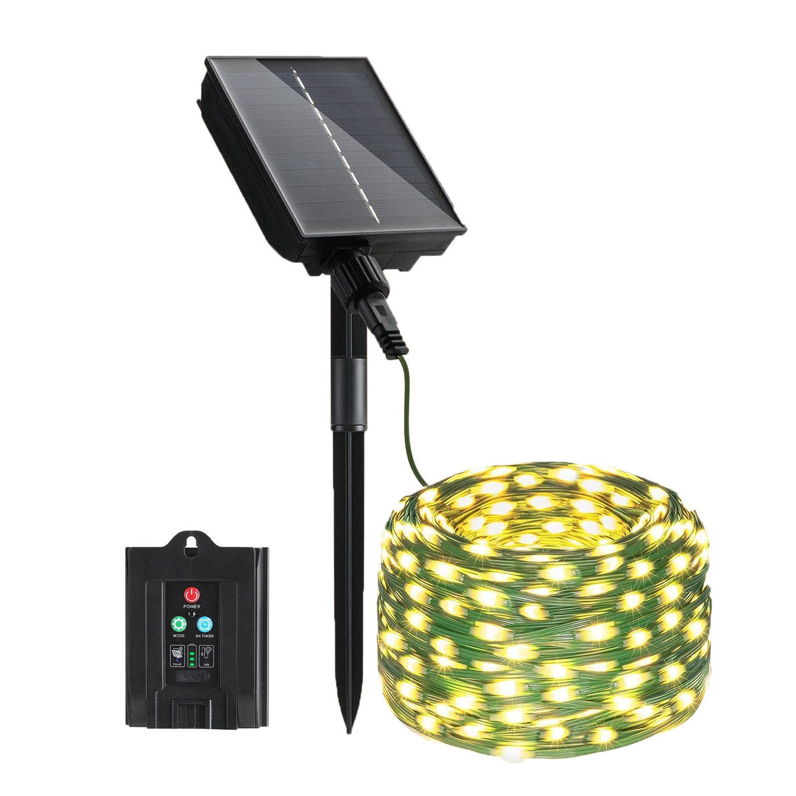Elegear LED Solarleuchte 30M 300LEDs Solar Lichterkette, Garrten Deko Gartenleuchte, LED wechselbar, warmweiß, Tageslichtweiß, Solar/USB für Innen und Außen