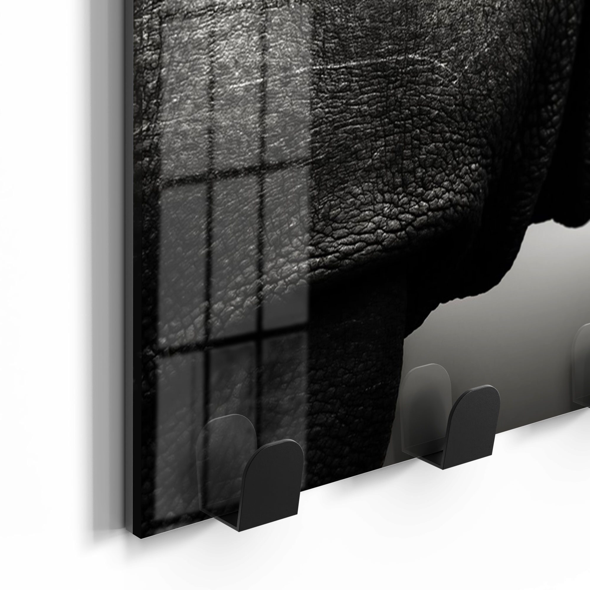 DEQORI Kleiderhaken 'Nashorn im Profil', Paneel Garderobe magnetisch Glas beschreibbar