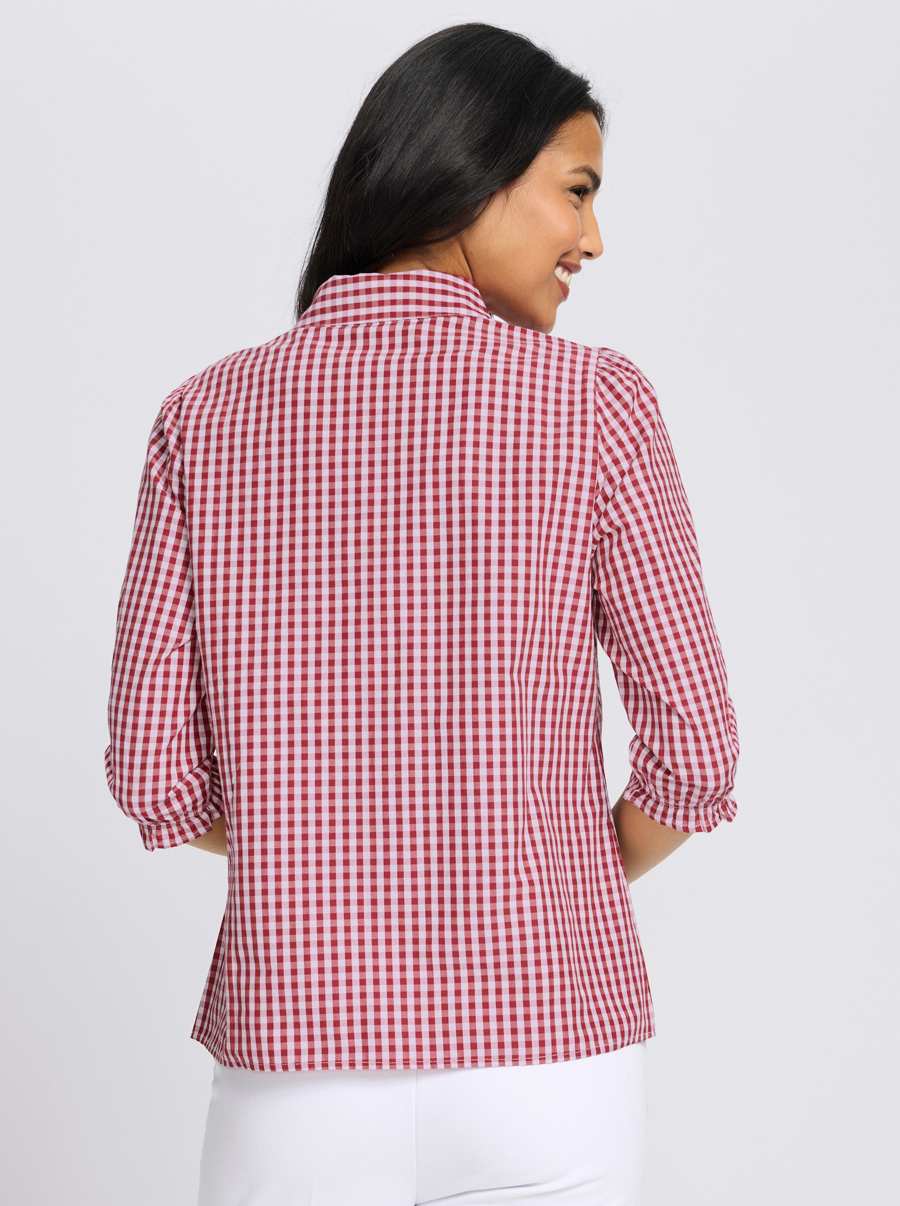 Sieh an! Klassische Bluse Karo-Bluse 3/4-Arm