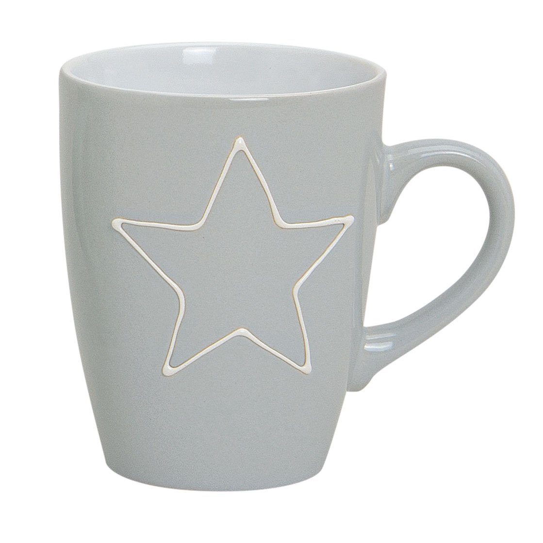 Levandeo® Becher, 3er Set Becher 300ml Stern Keramik Pastell Rosa Grün Grau Kaffeepott