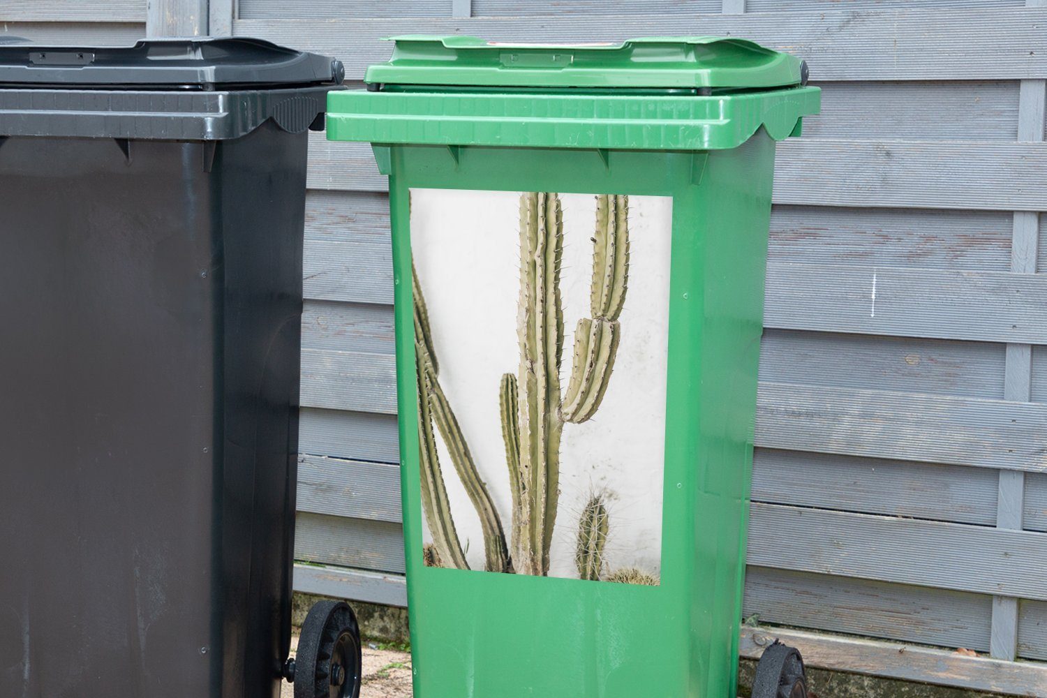 MuchoWow Wandsticker Mülltonne, Mülleimer-aufkleber, St), (1 - Weiß Abfalbehälter Container, Sticker, Kaktus - Sukkulente