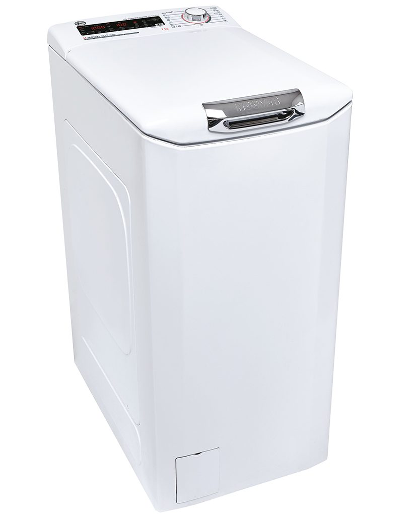 Hoover Waschmaschine Toplader H3TSM47TAMCE-S, 7 kg, 1400 U/min, Power Care System, sanfte Trommelöffnung, Extra Care Programm