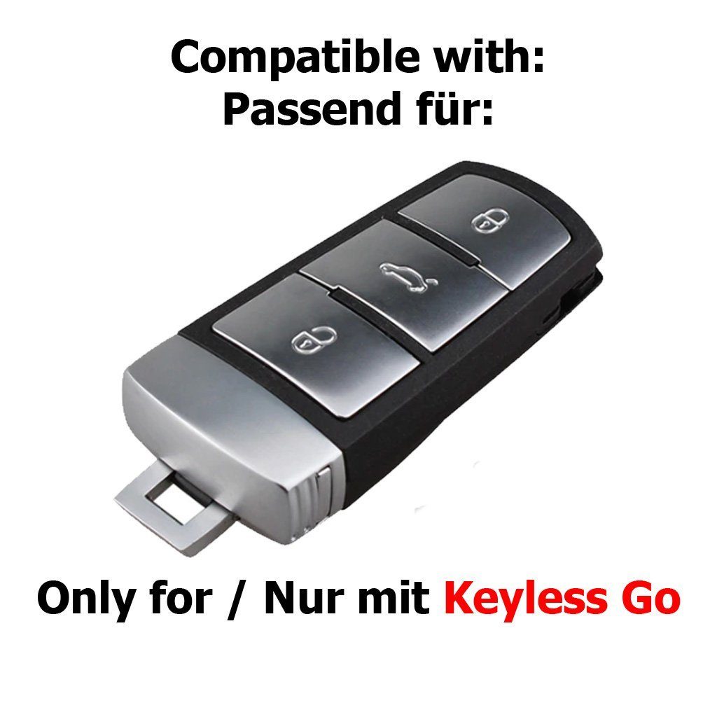 mt-key Schlüsseltasche Autoschlüssel Softcase Rot, Schutzhülle Silikon 3 für 3C VW Passat SMARTKEY KEYLESS B7 CC B6 Tasten