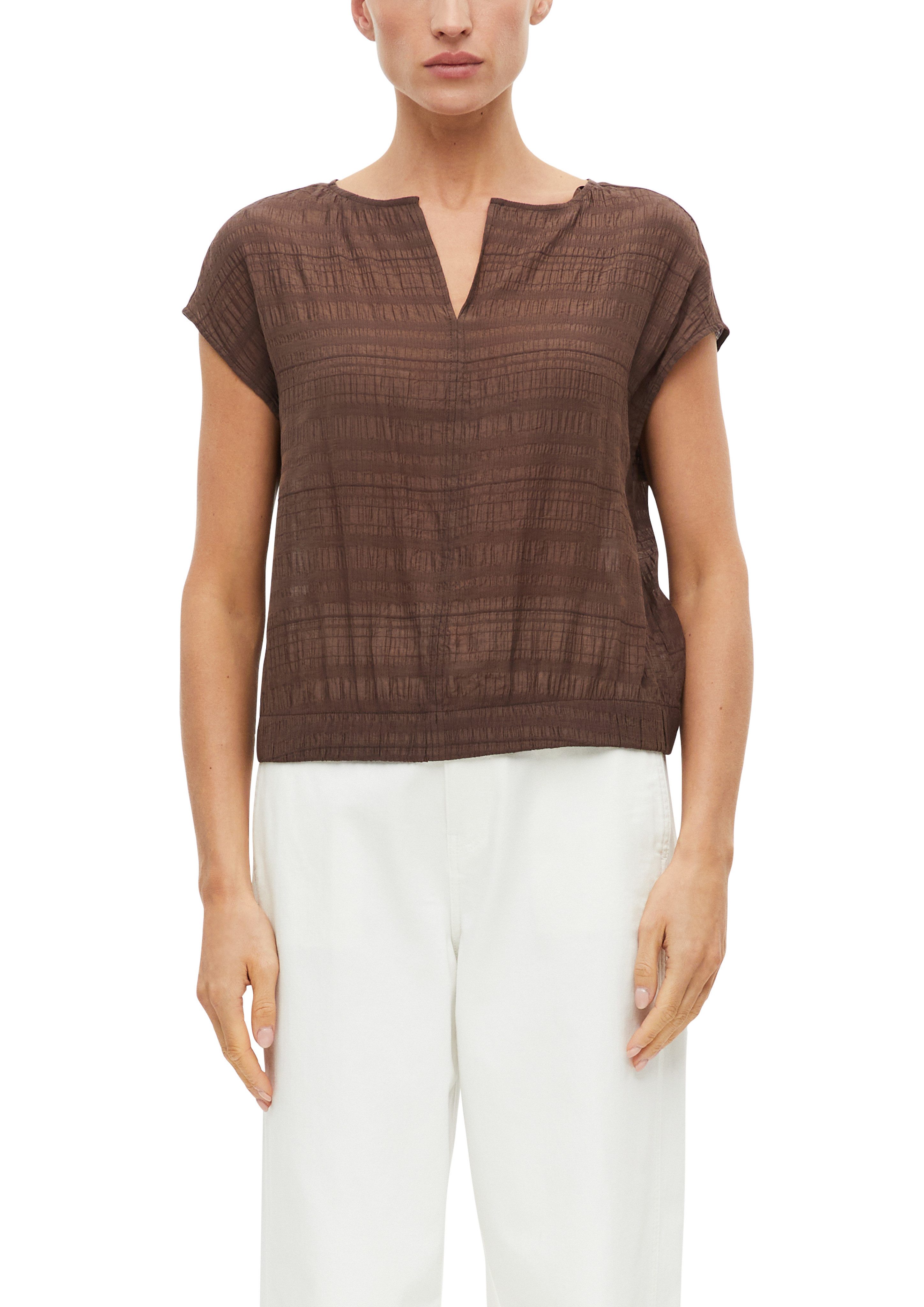 s.Oliver BLACK LABEL Kurzarmbluse Sommerbluse - kurz und mit feiner Struktur