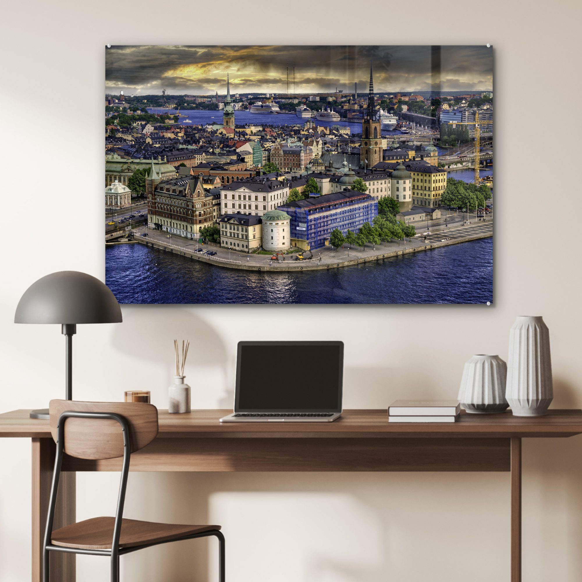 (1 Acrylglasbild Stan, in MuchoWow Acrylglasbilder St), Wohnzimmer & bei Stockholm Schlafzimmer Gamla Panorama