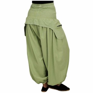 KUNST UND MAGIE Haremshose/Jodhpur-Hose Damen Hose Haremshose praktische Schürzentaschen Unifarben Vintage