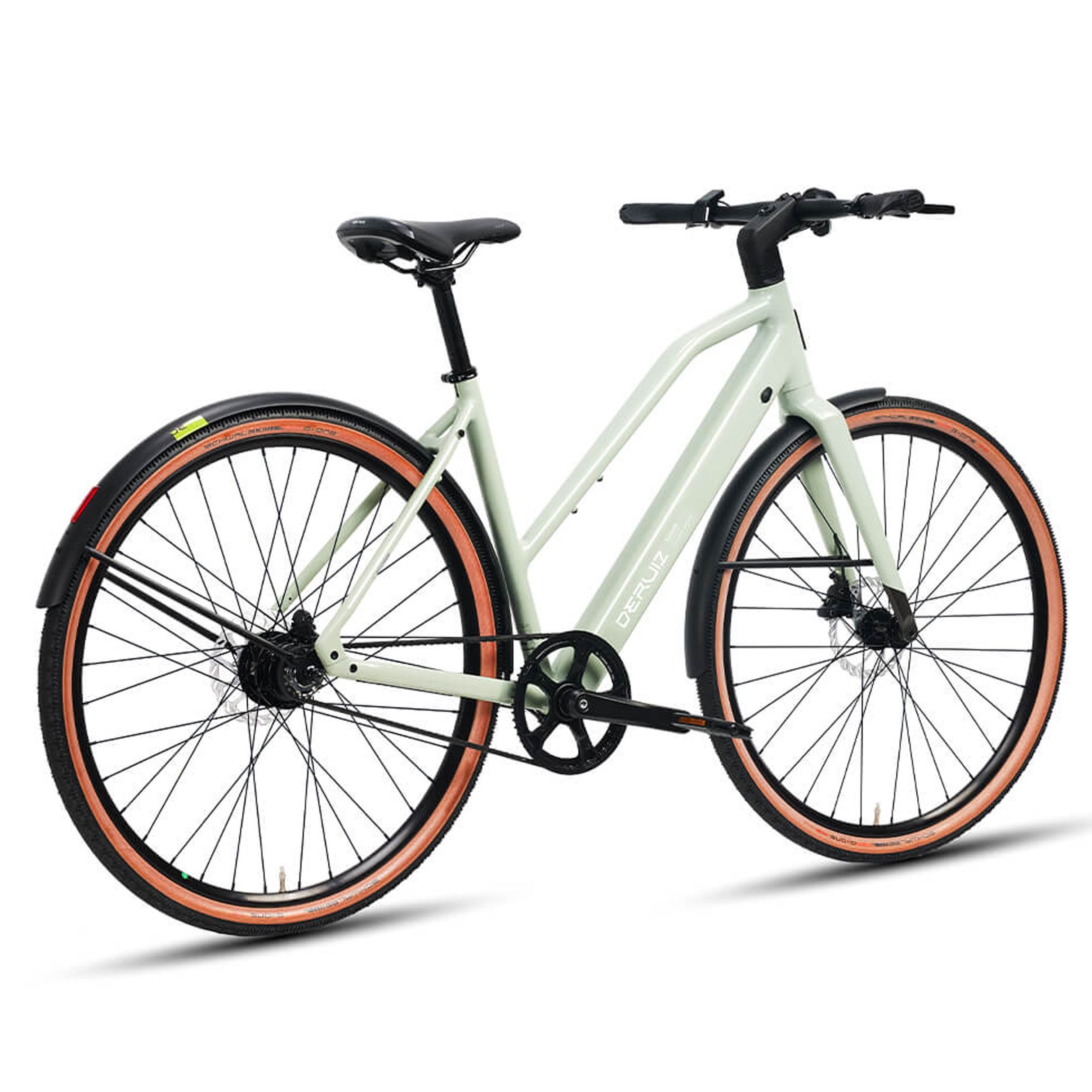 DERUIZ E-Bike Cityrad 28 Zoll, max. 110 km, Riemenantrieb, Farb-LCD mit Bluetooth, 10 Gang Shimano Deore RD-M6000-SGS Schaltwerk, Heckmotor, 360 Wh, Kadenz- und Drehmomentsensor, 5 Stufen, Anfahrhilfe, bis zu 140kg