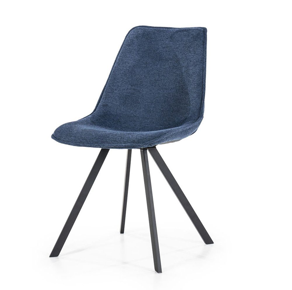 LEVEN Lifestyle Esszimmerstuhl 2´er Set Stuhl LOY Vierfußstuhl Stoff Bezug blau