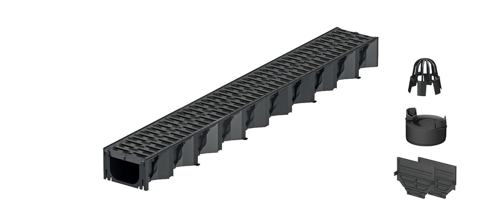 ACO Severin Ahlmann GmbH & Co. KG Entwässerungsrinne 1m Hexaline 2.0 Entwässerungsrinne + Stegrost Microgrip + Ablauf, 6-St., vertikaler Ablauf, Kunststoff Stegrost mit rutschhemmender Struktur