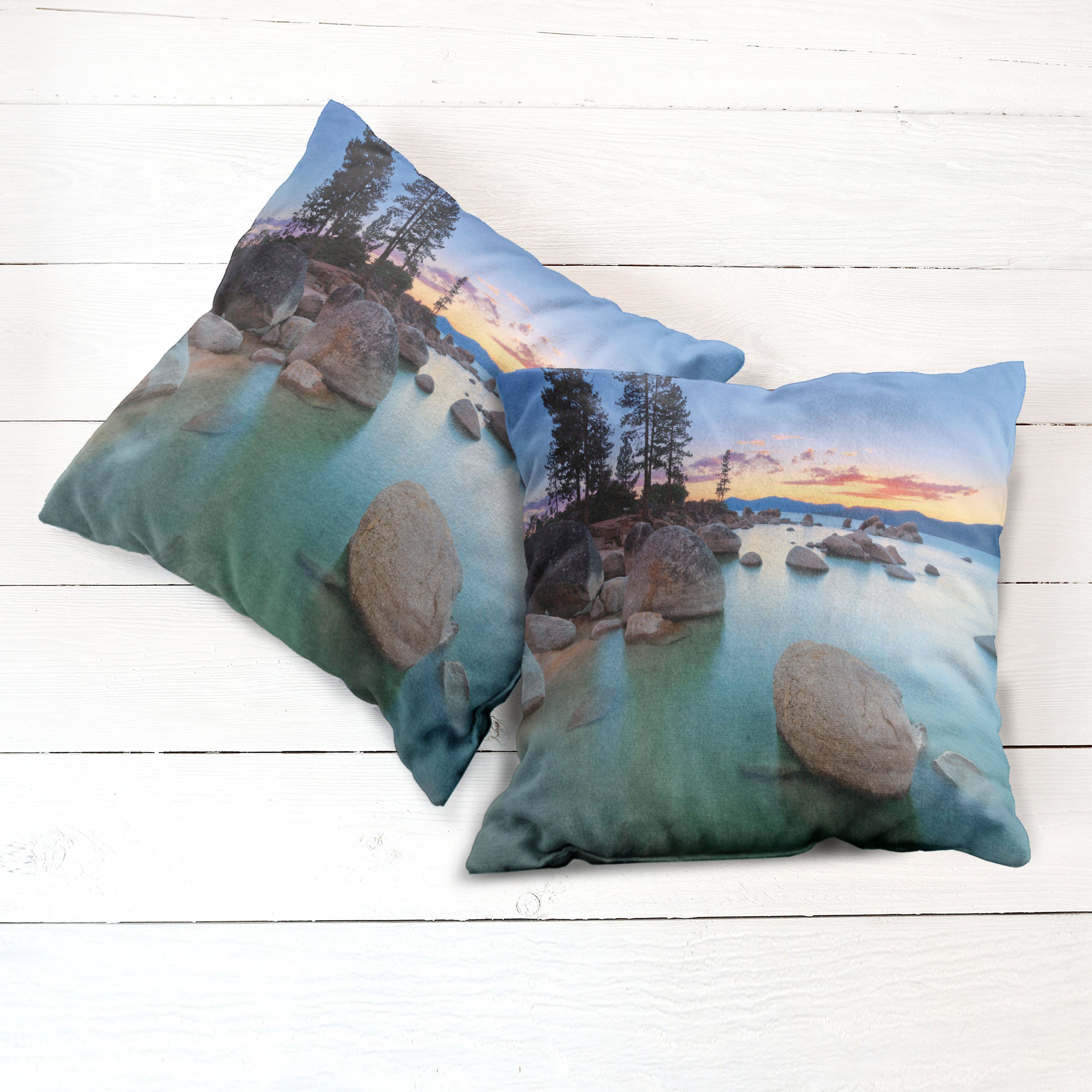 Abakuhaus Stück), Digitaldruck, Modern Accent Kissenbezüge Doppelseitiger Romantischer See-Sonnenuntergang (2 Nautisch