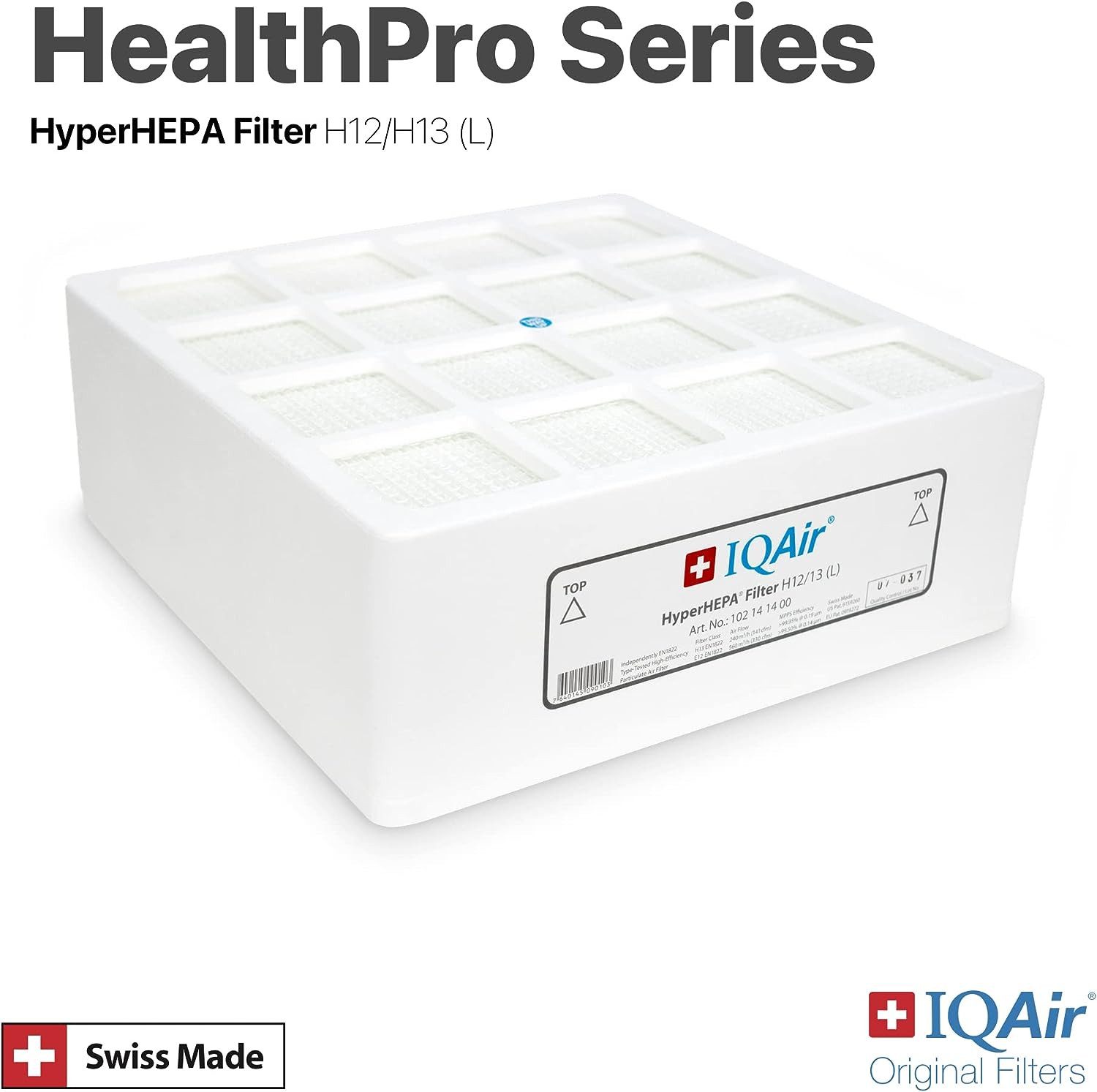 IQAir Ersatzfilter für IQAir HealthPro Raumluftreiniger - HyperHEPA H12/H13, Zubehör für HealthPro Series, Filter 3/3 gegen Feinstaub PM2.5, Allergene, Viren & Bakterien