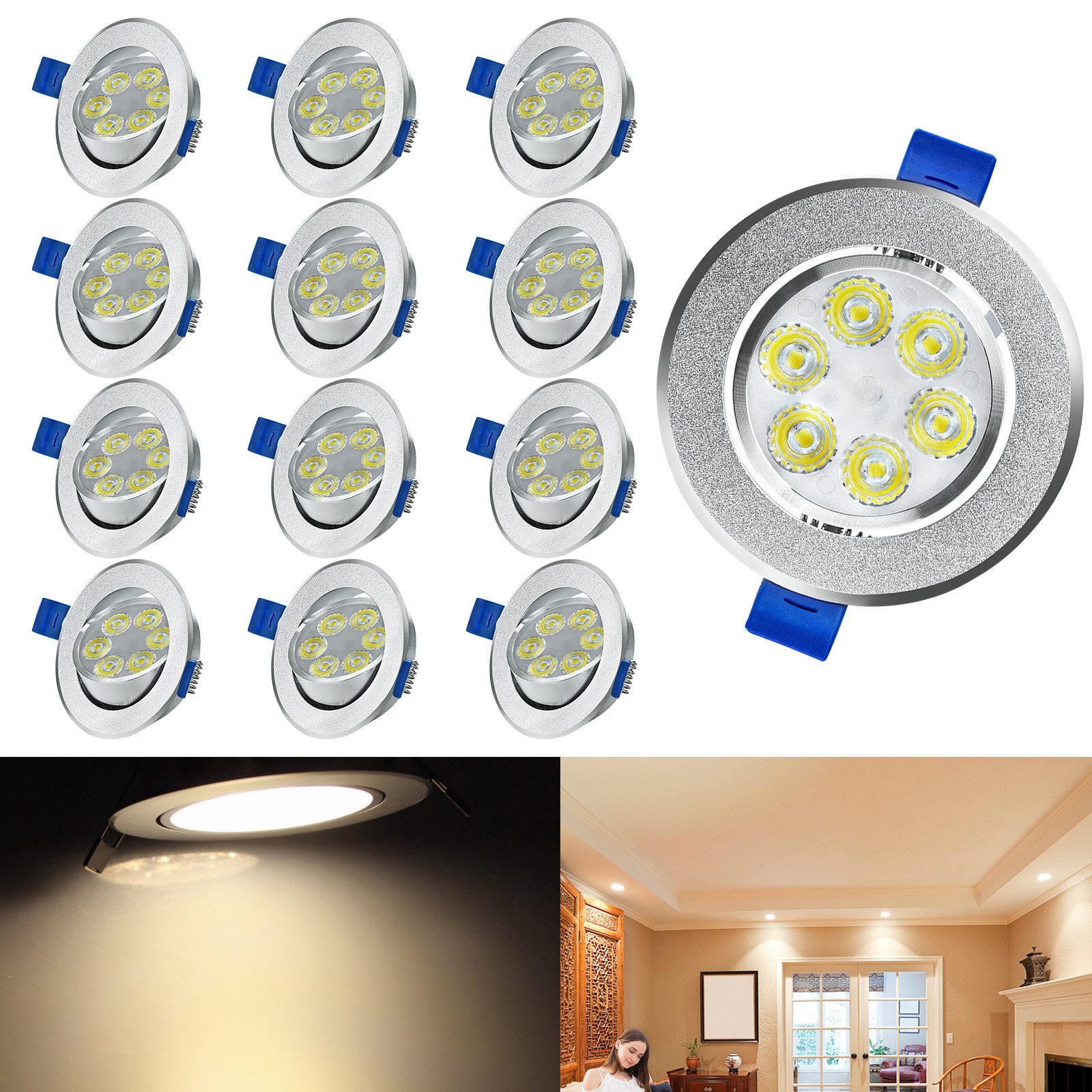 FIVMEN Strahler 20 Stück 3W LED-Einbaustrahler, Schwenkbar Rund Fluter