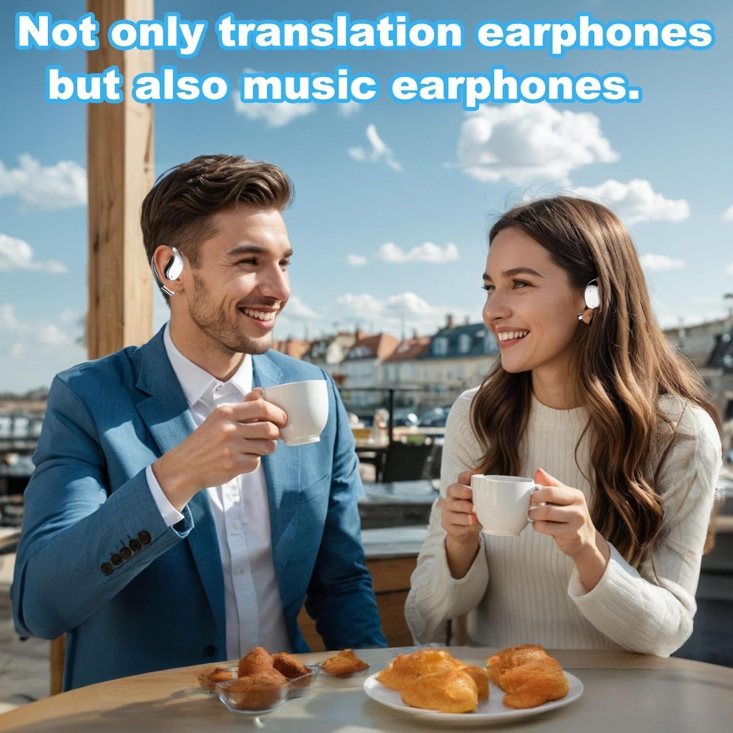Fyrove KI-Übersetzer Bluetooth Kopfhörer mit Ohrbügel Open-Ear-Kopfhörer (Bluetooth 5.4 Sportkopfhörer, ENC Mikrofon, 3-in-1 für Übersetzen, Telefonieren & Musi – Bild 4 von 5