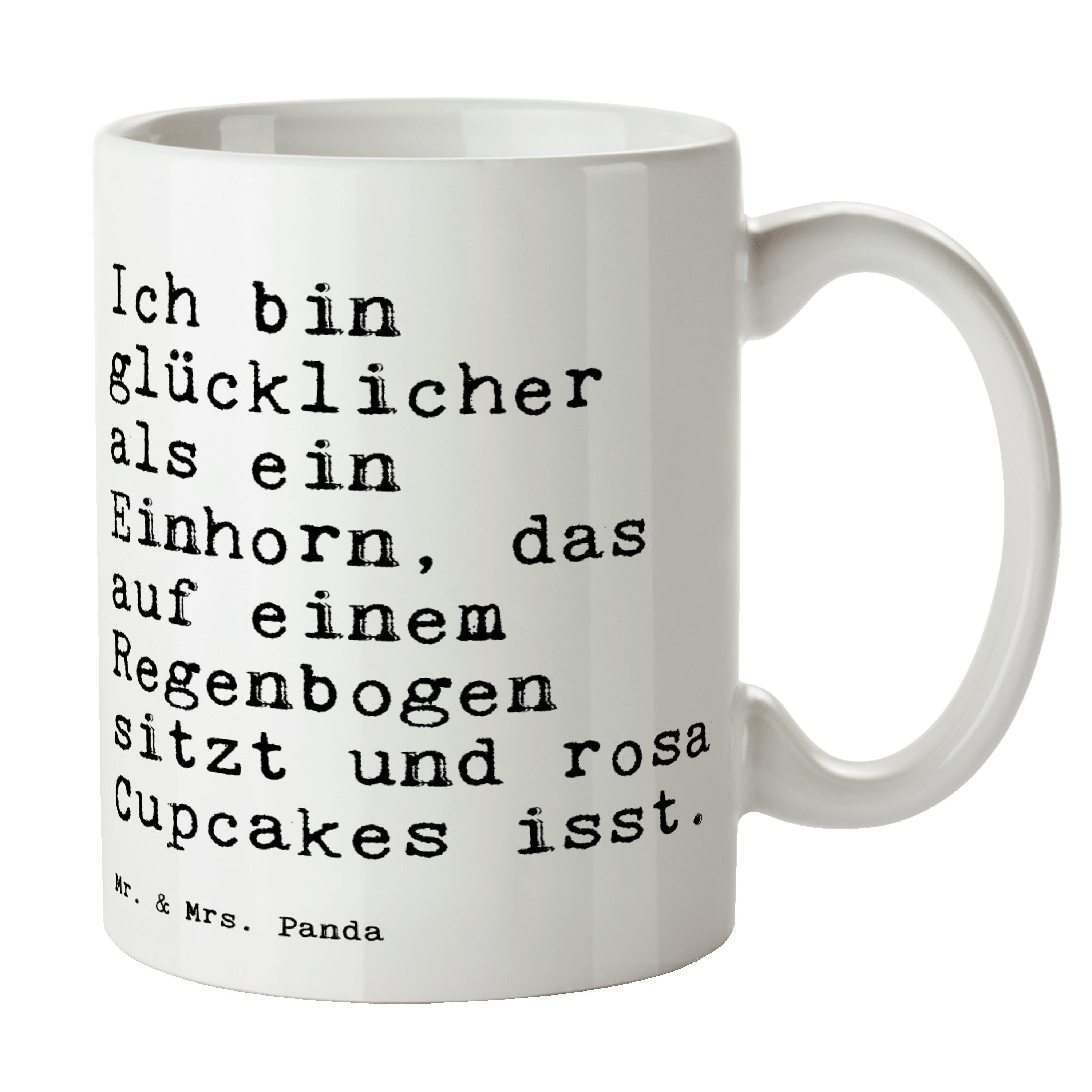 Mr. & Mrs. Panda Tasse »Ich bin glücklicher als... Weiß Geschenk