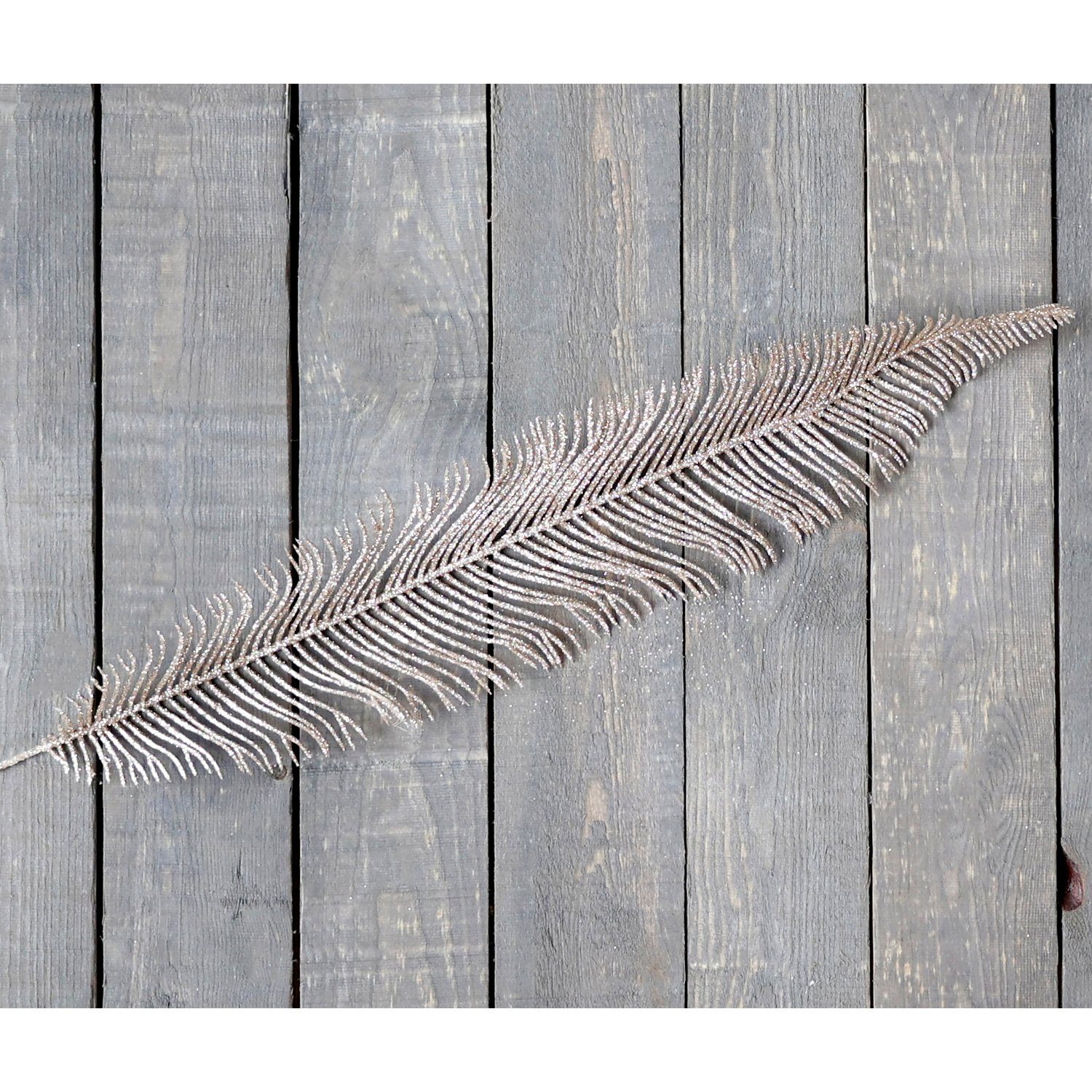 Kunstblume Federdeko Weihnachtsdeko Tischdeko Kunststoff Weihnachten Feder, Macosa Home, Höhe 56 cm, Deko-Feder Glitzer 36 cm Champagner Winterdekoration Weihnachtsdeko