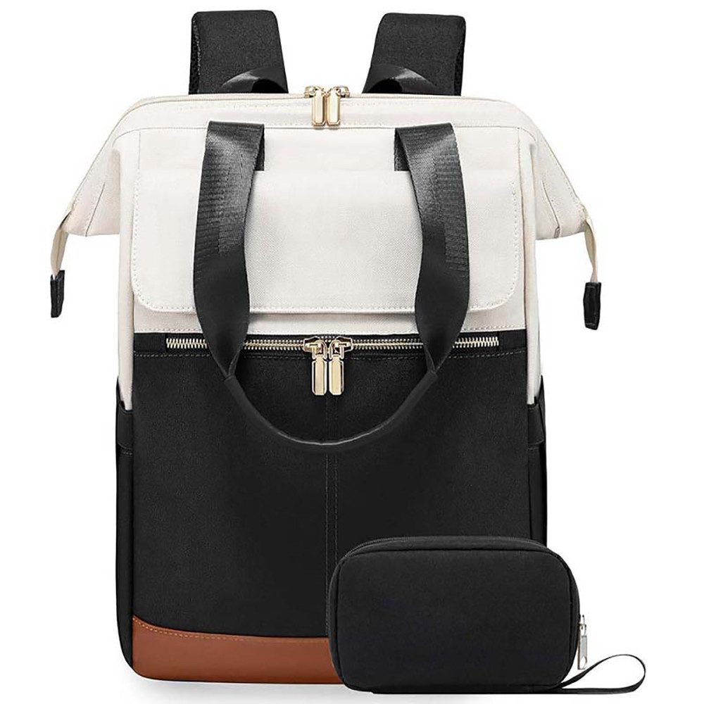 FOUORTUNATE-BEE Rucksack Damen, Laptop Schulrucksack Wasserdicht, Schultasche Teenager (Backpack Women Elegant Tagesrucksäcke Handtasche 2 in 1), 15,6 Zoll Arbeitstasche Lehrertasche Reiserucksack für Uni Büro