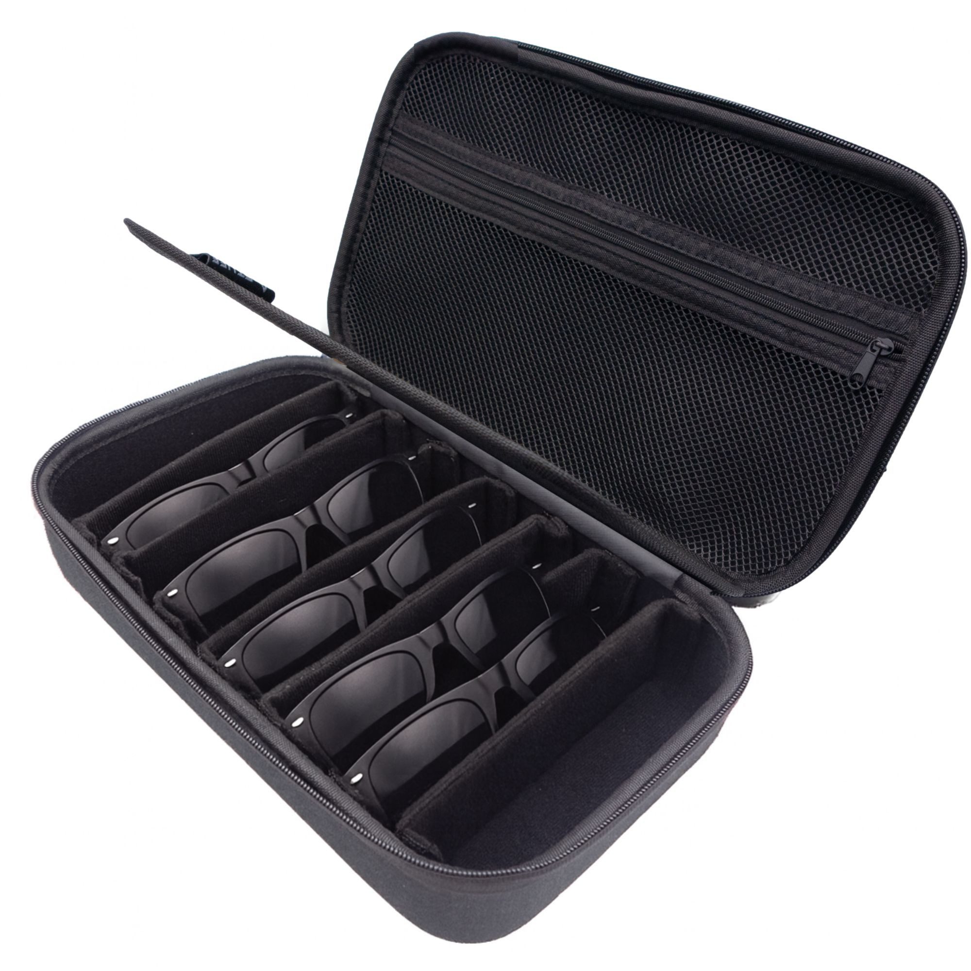 Brillenetui Hardcase für 8 Sonnenbrillen mit weichem Innenfutter