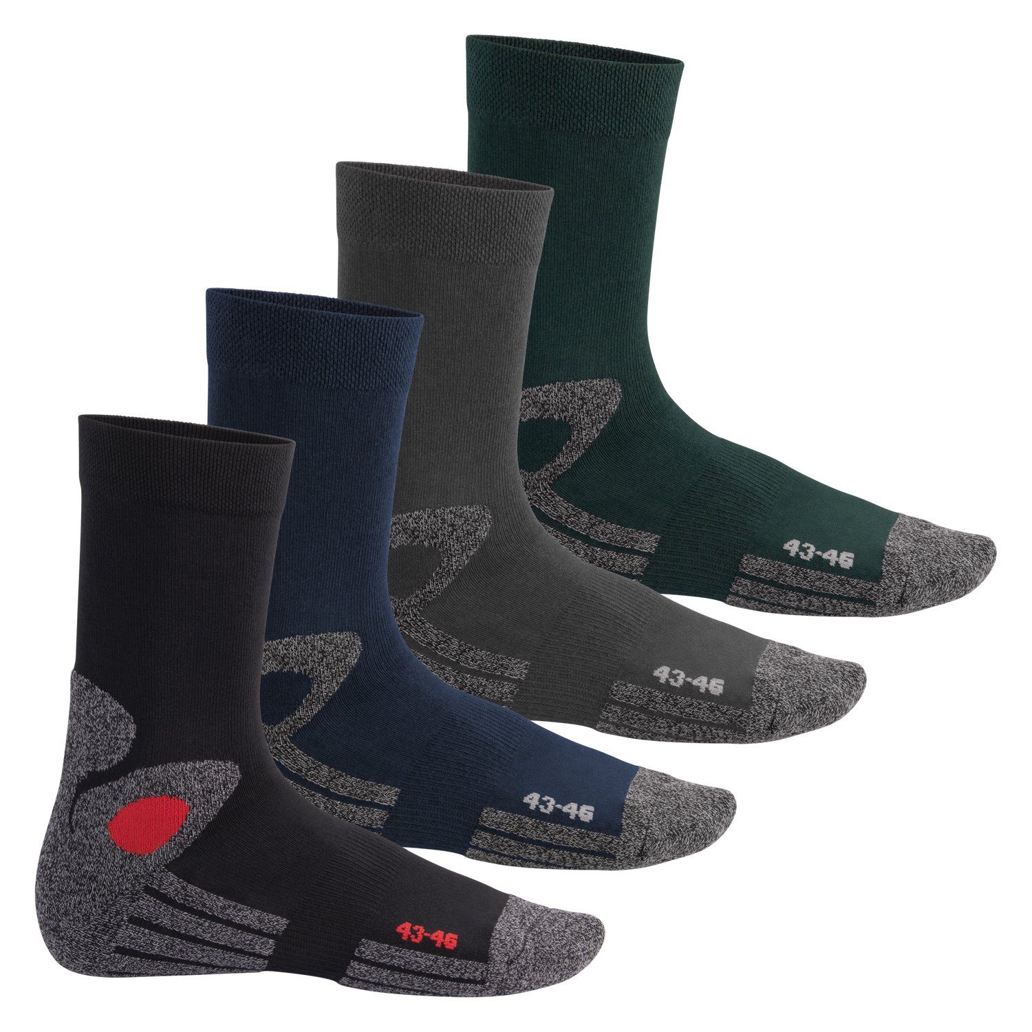für Colours (4 Frotteesohle Herren Trekking-Socken mit All Paar) Damen Arbeitssocken celodoro &