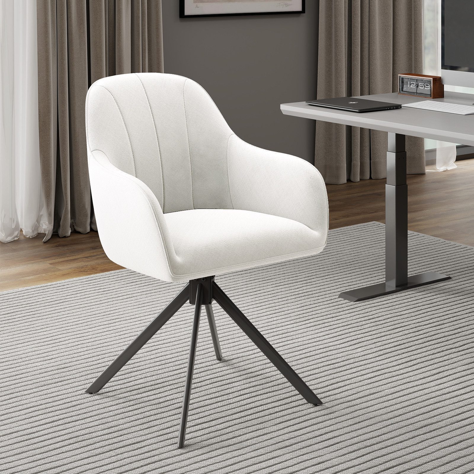 HawthyHome Polsterstuhl 360° drehbar mit Armlehne und Metallbeinen, 4-Fußstuhl (1 St), Moderner Küchenstuhl Esszimmerstuhl für Wohnzimmer & Büro