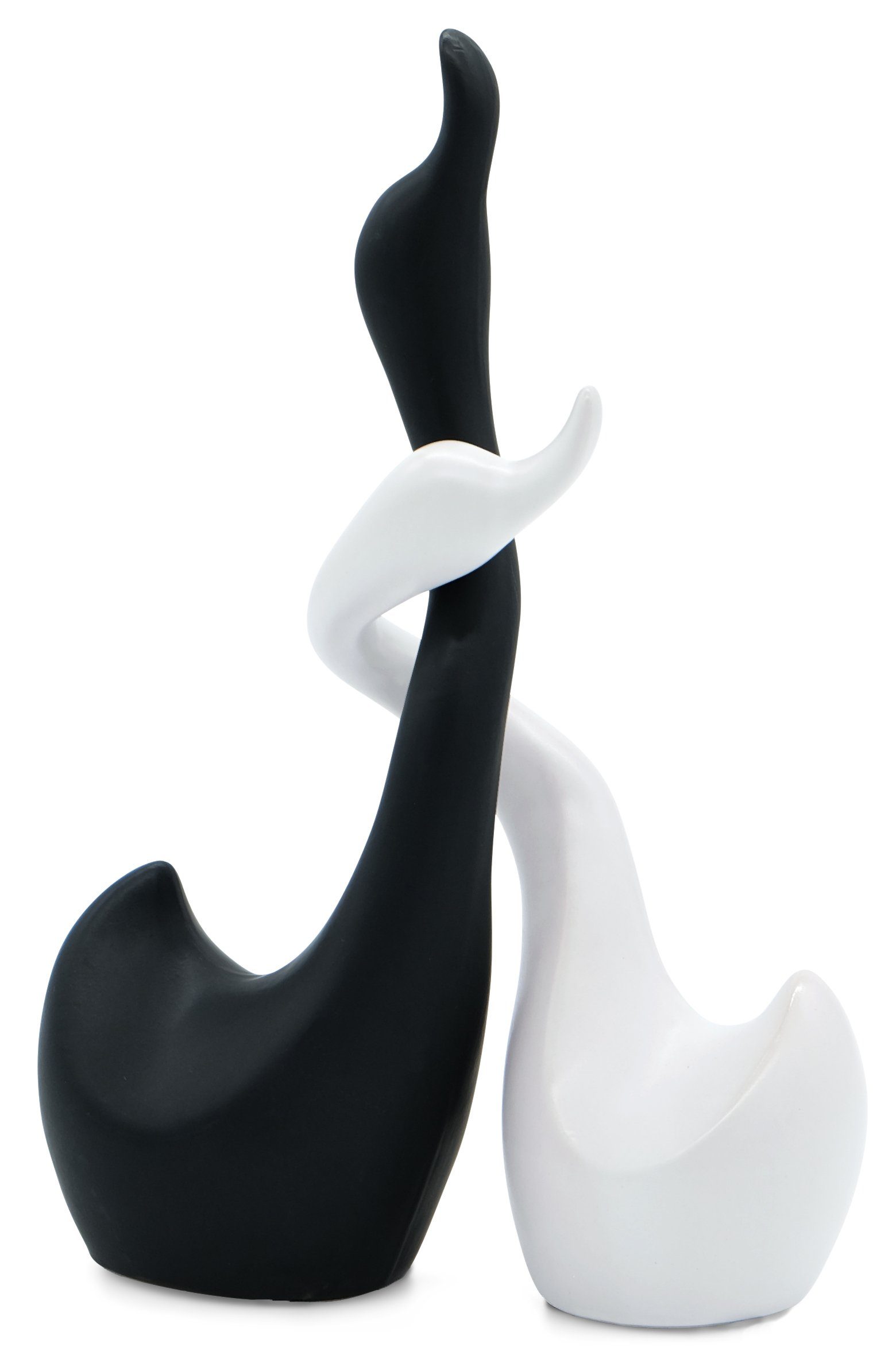 Feinknick Tierfigur Liebevolles Keramik Qualitäts-Keramik, aus 2tlg), aus in handdekoriert & schwarz (Set, weiß Schwanen-Pärchen