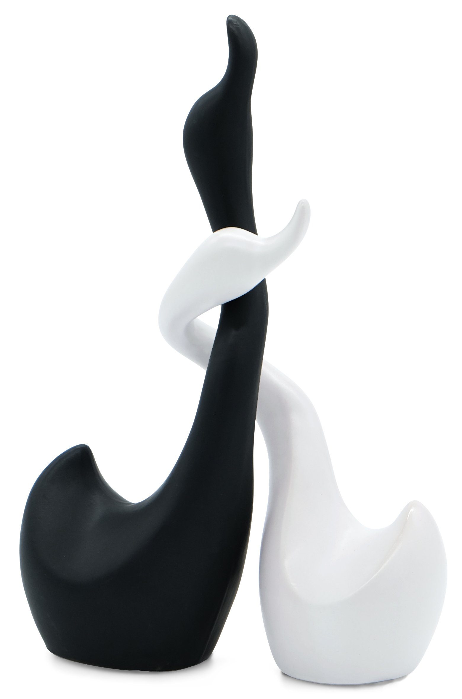Feinknick Tierfigur Liebevolles Schwanen-Pärchen aus Keramik in schwarz & weiß (Set, 2tlg), aus Qualitäts-Keramik, handdekoriert – Bild 4 von 5