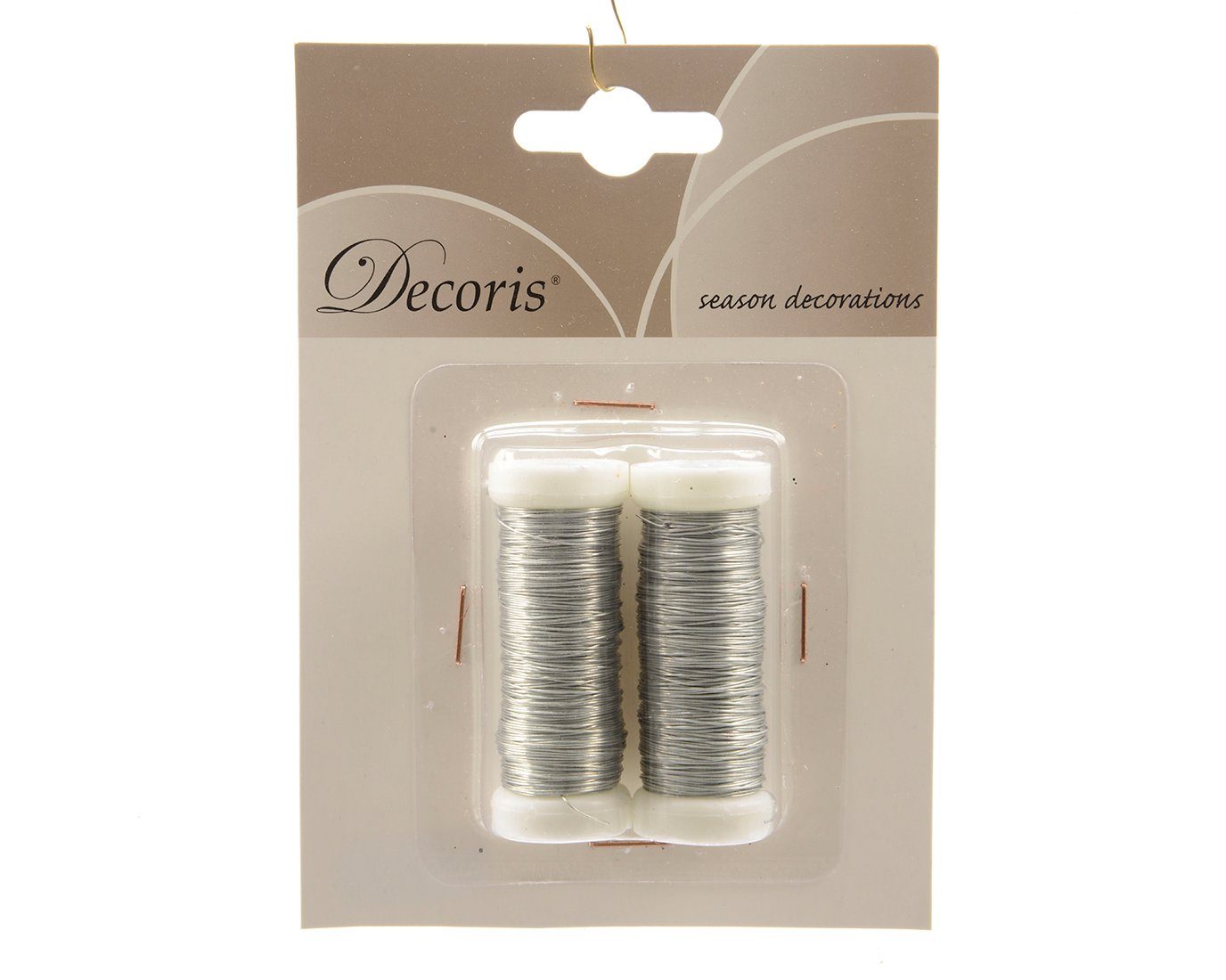 Decoris season decorations Draht, Set 2er 30m Eisen 0,3mm lackiert Silber Basteldraht