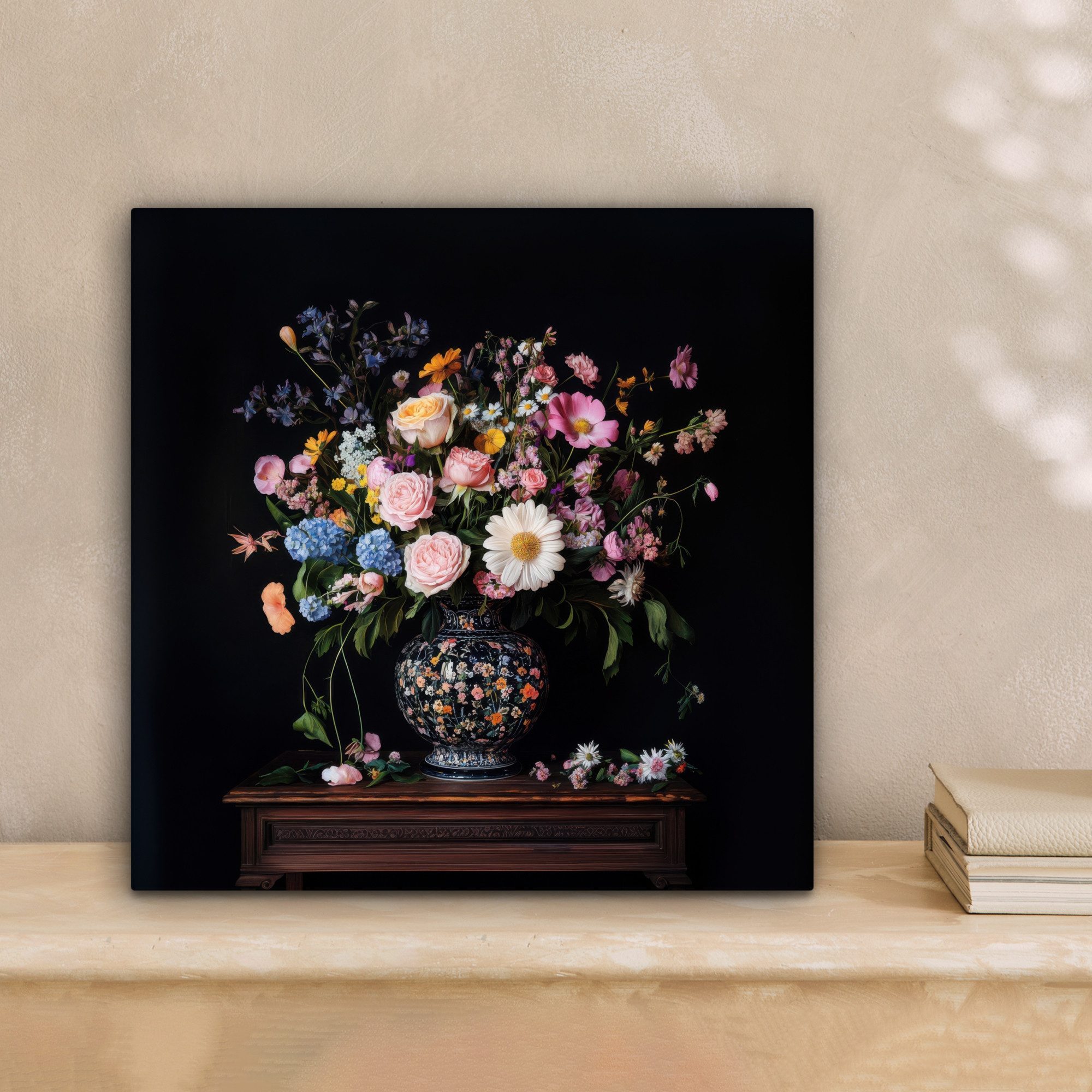 OneMillionCanvasses® Leinwandbild Blumenvase - Holz - günstig online kaufen