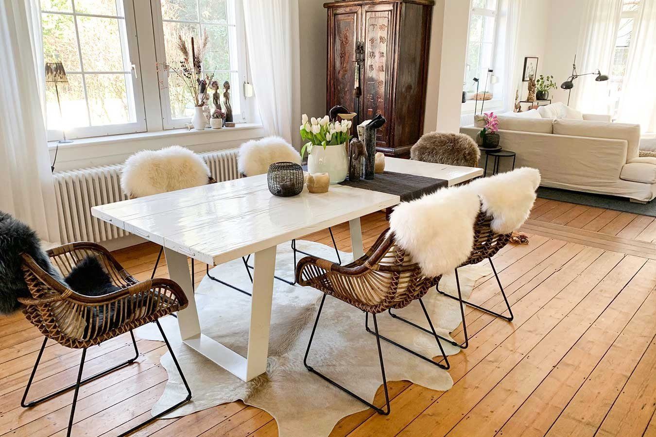 daslagerhaus living Fellteppich Kuhfell graubeige L ca 4 qm