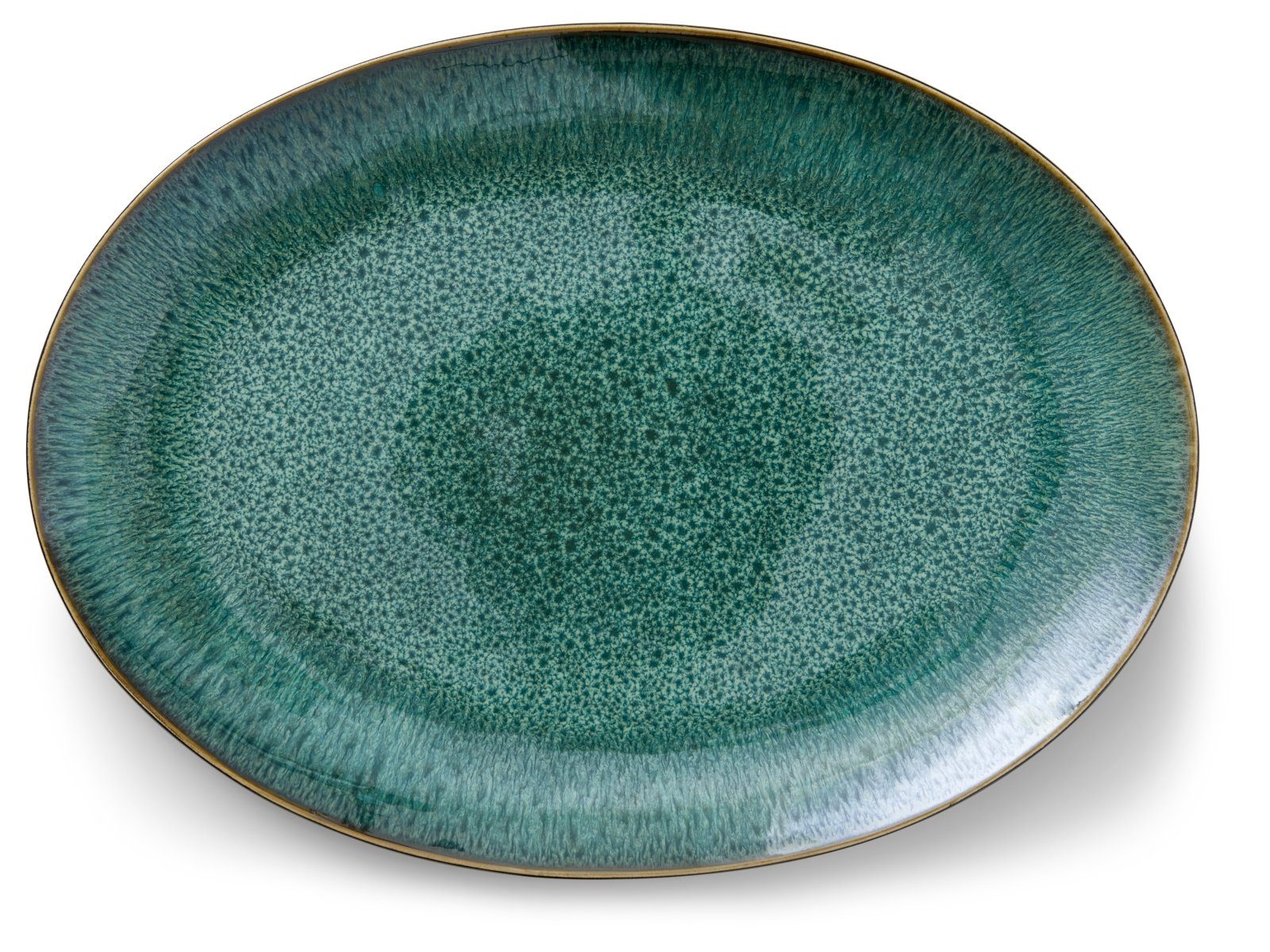 Bitz Servierplatte Servierplatte oval black/green 45 x 34 cm, Steinzeug, (Platten), Platte oval 45x34 cm Steinzeug Schwarz/Grün