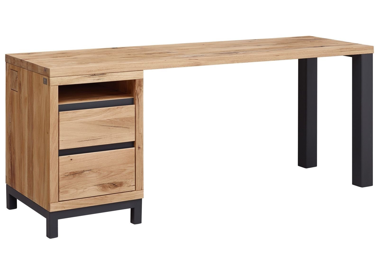 Massivmoebel24 Schreibtisch VILLANDERS (Schreibtisch Wildeiche 150x55x76 natur geölt VILLANDERS #140), Schreibtisch Wildeiche 150x55x76 natur geölt VILLANDERS #140