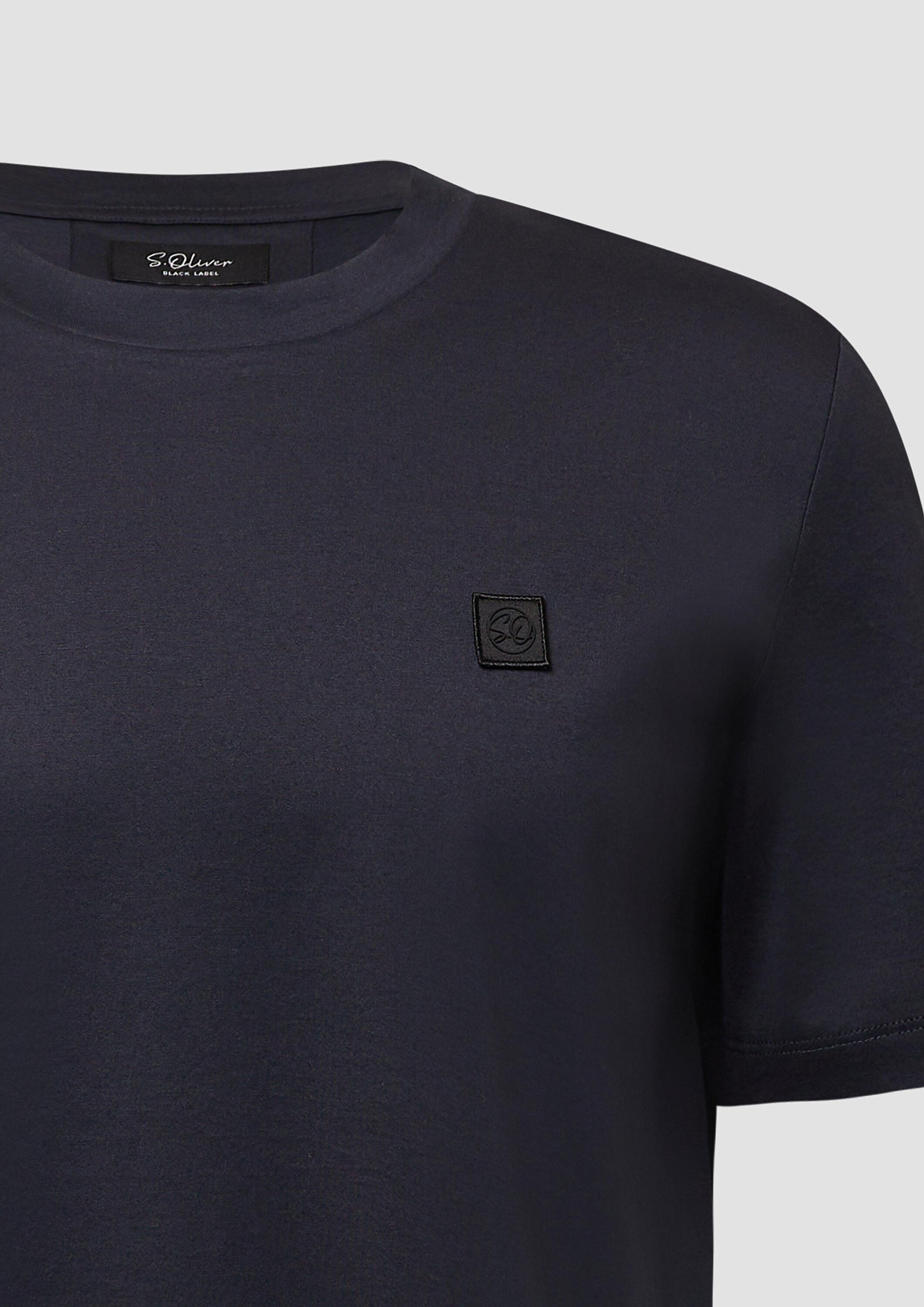 s.Oliver Kurzarmshirt T-Shirt T-Shirt aus merzerisierter Baumwolle mit Logo-Detail