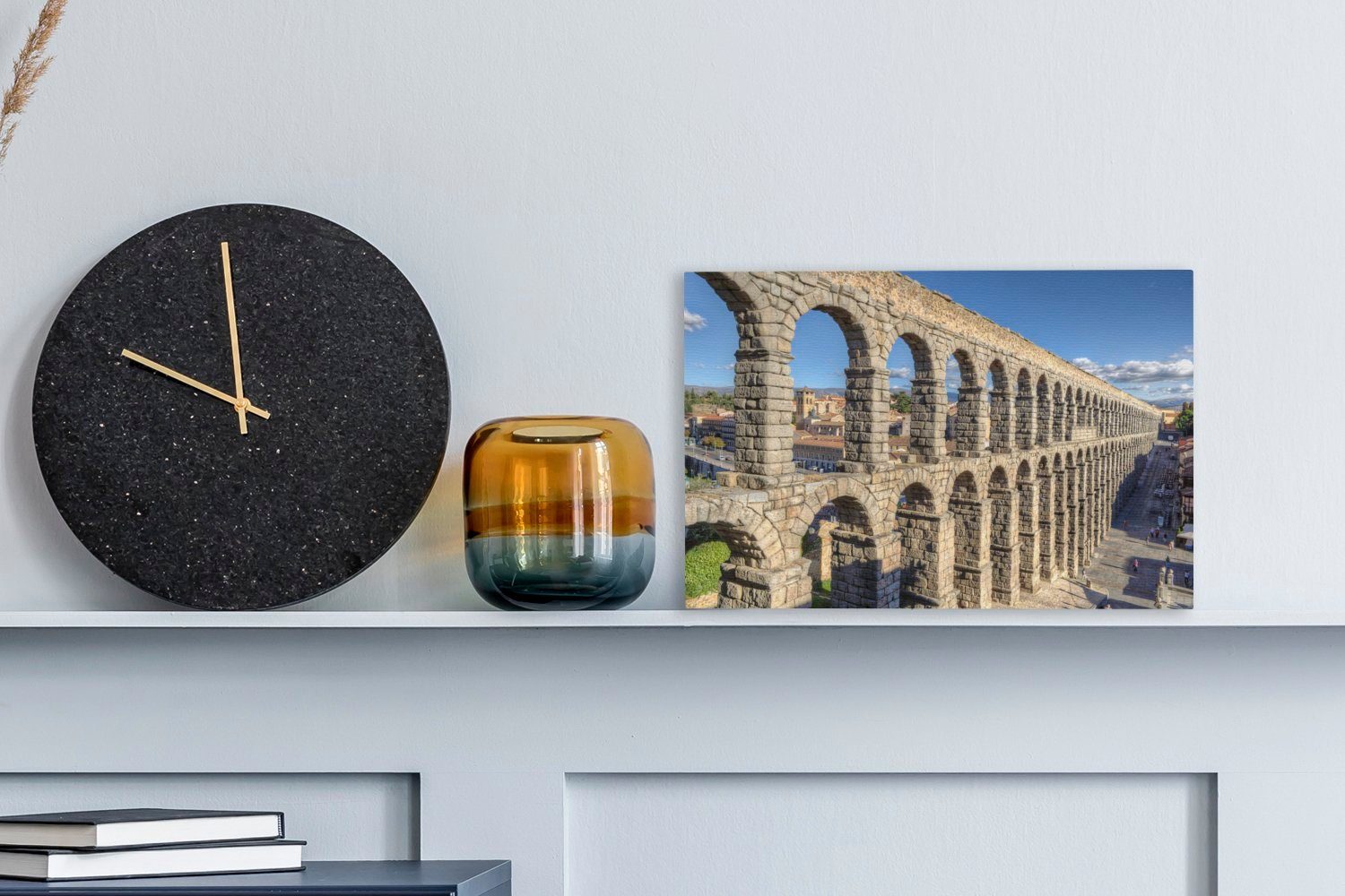 St), Blauer auf Himmel dem Iberischen, Wanddeko, Aquädukt Leinwandbild von OneMillionCanvasses® der Aufhängefertig, über Wandbild cm (1 30x20 Leinwandbilder, Segovia