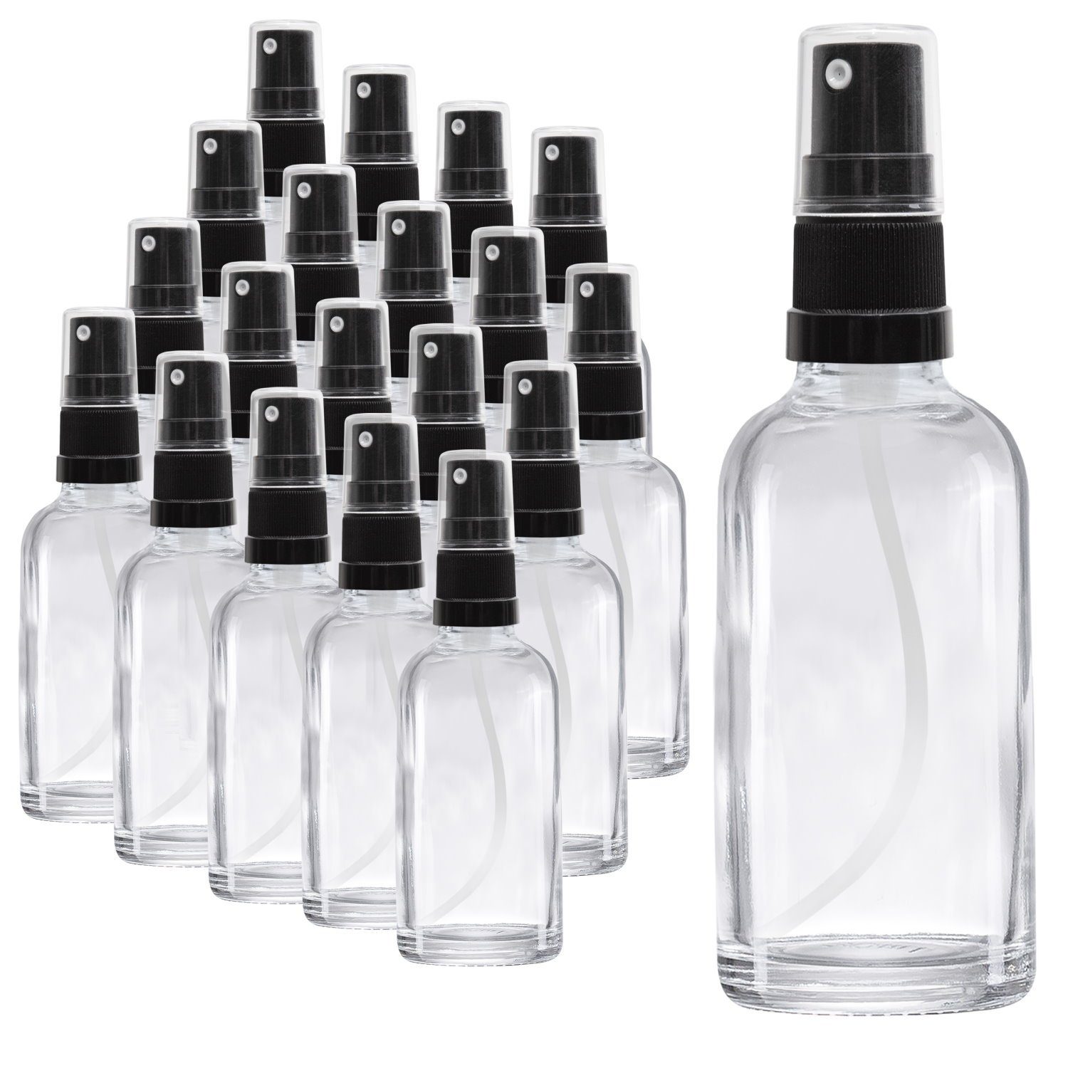 Oputec Sprühflasche 110 x 30ml Sprühflasche, Klarglas, schwarzer Zerstäuber, (Spar-Set)