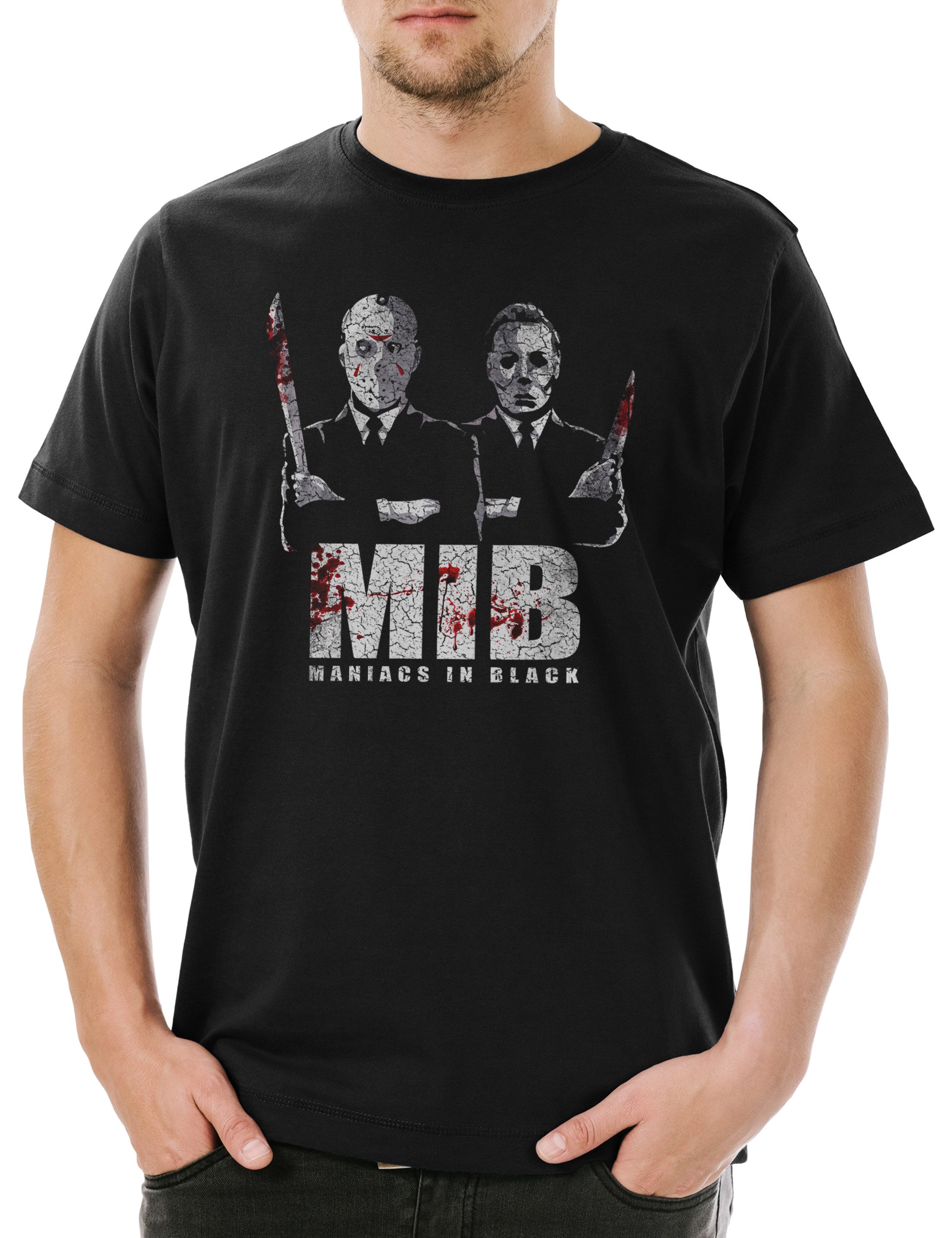 Print-Shirt Urban Backwoods Maniacs In Black Herren T-Shirt Schwarz Größe XL