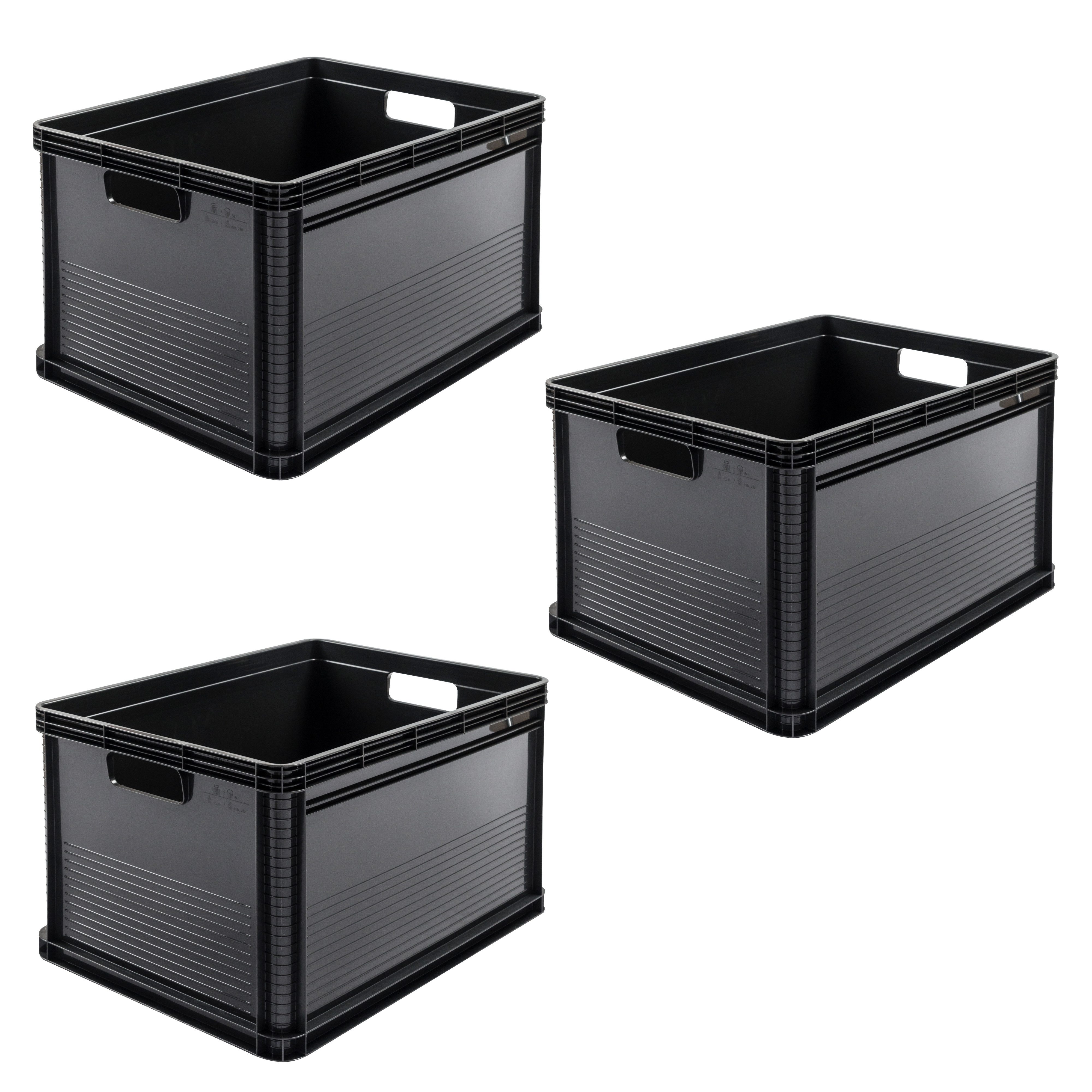 keeeper Transportbehälter Transportbox robert, 3er Set, 64 L, 60 x 40 x 32 cm, (Set, 3-St), säure- und laugenbeständig, 60 kg Tragkraft